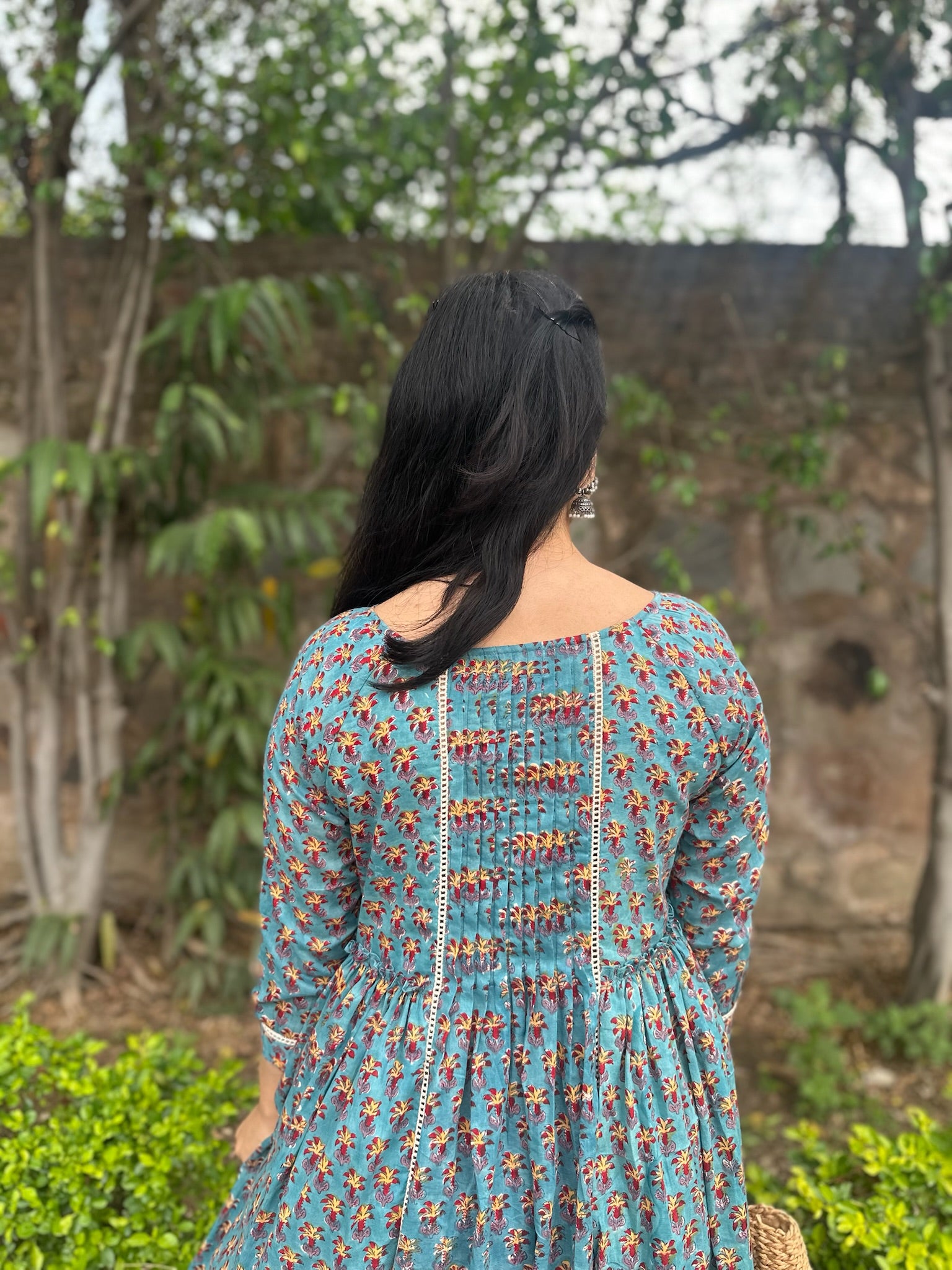 Peacock Blue Mulmul Maxi Dress