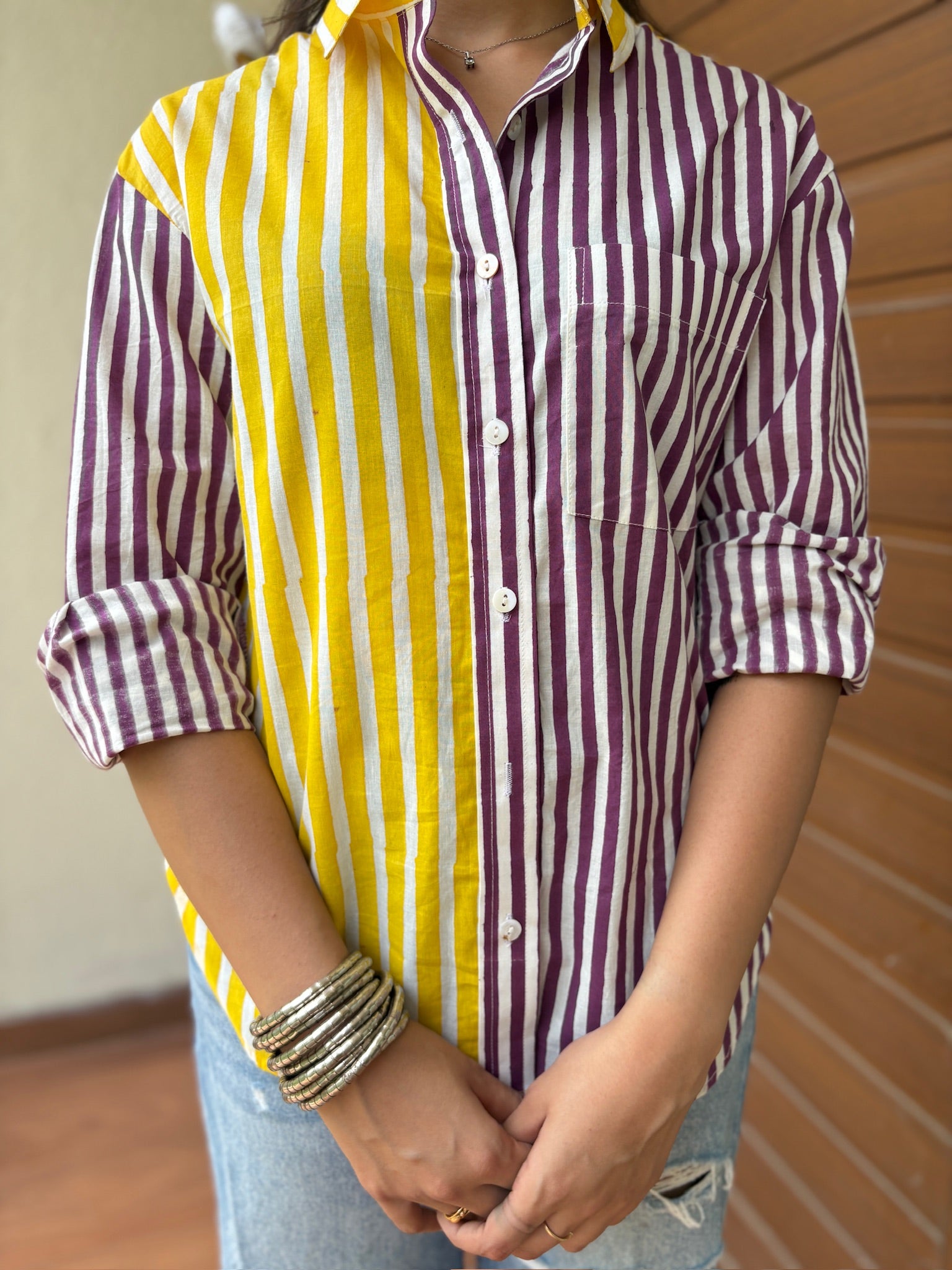 Multi Stripes Yellow Lavender Shirt