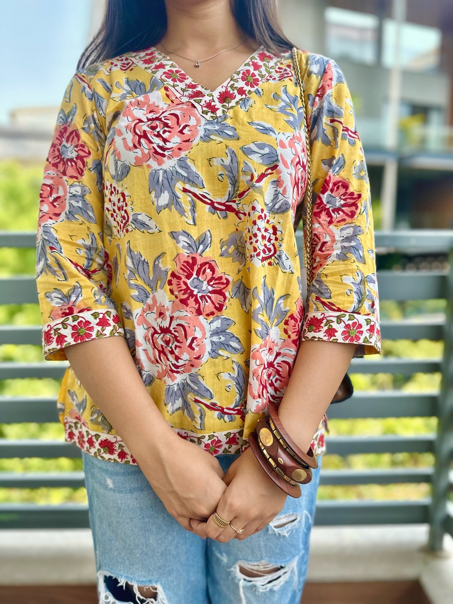 Spiced Curry Mustard Short Kurti