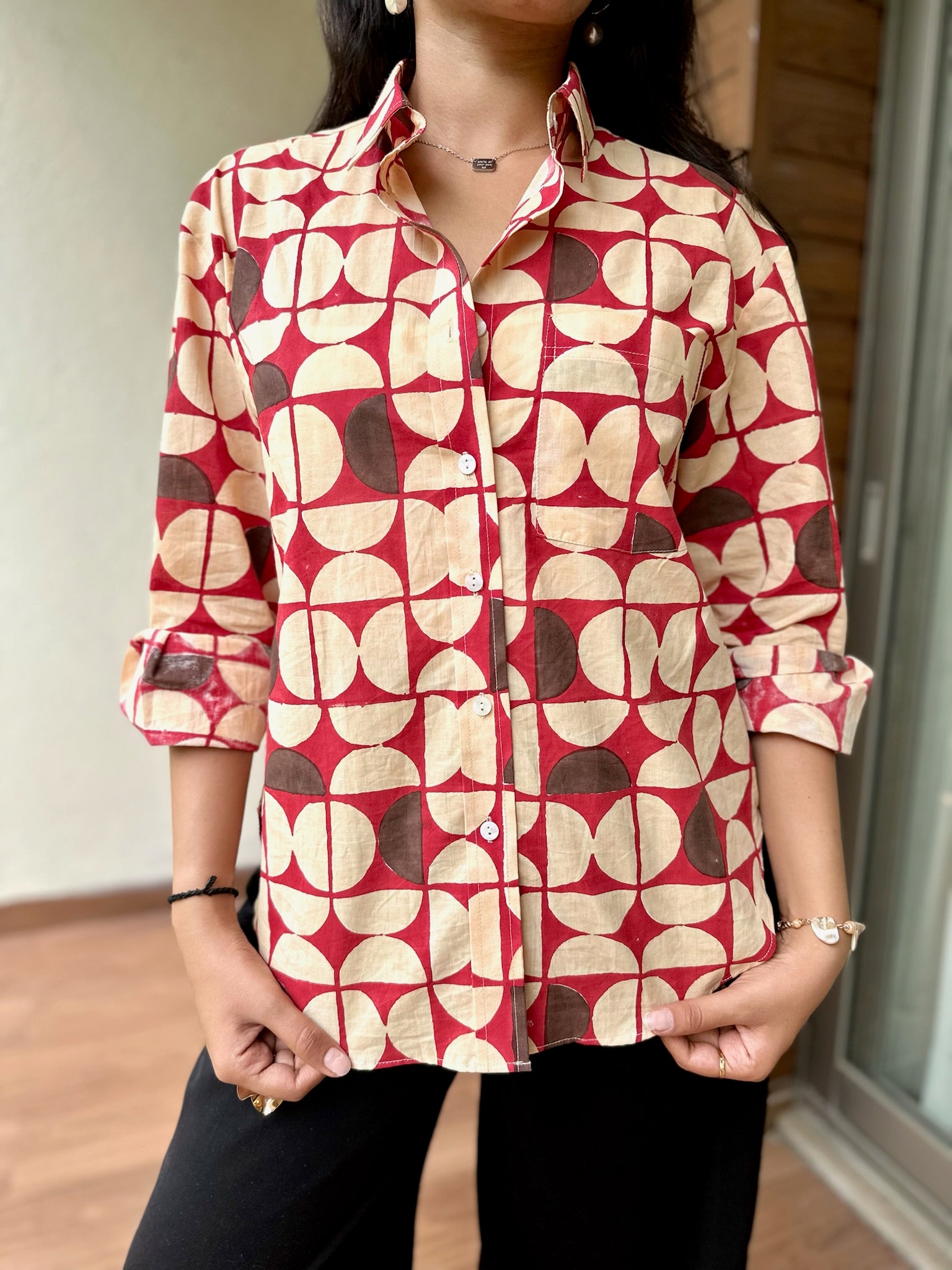 Exclusive Geometric Beige Shirt