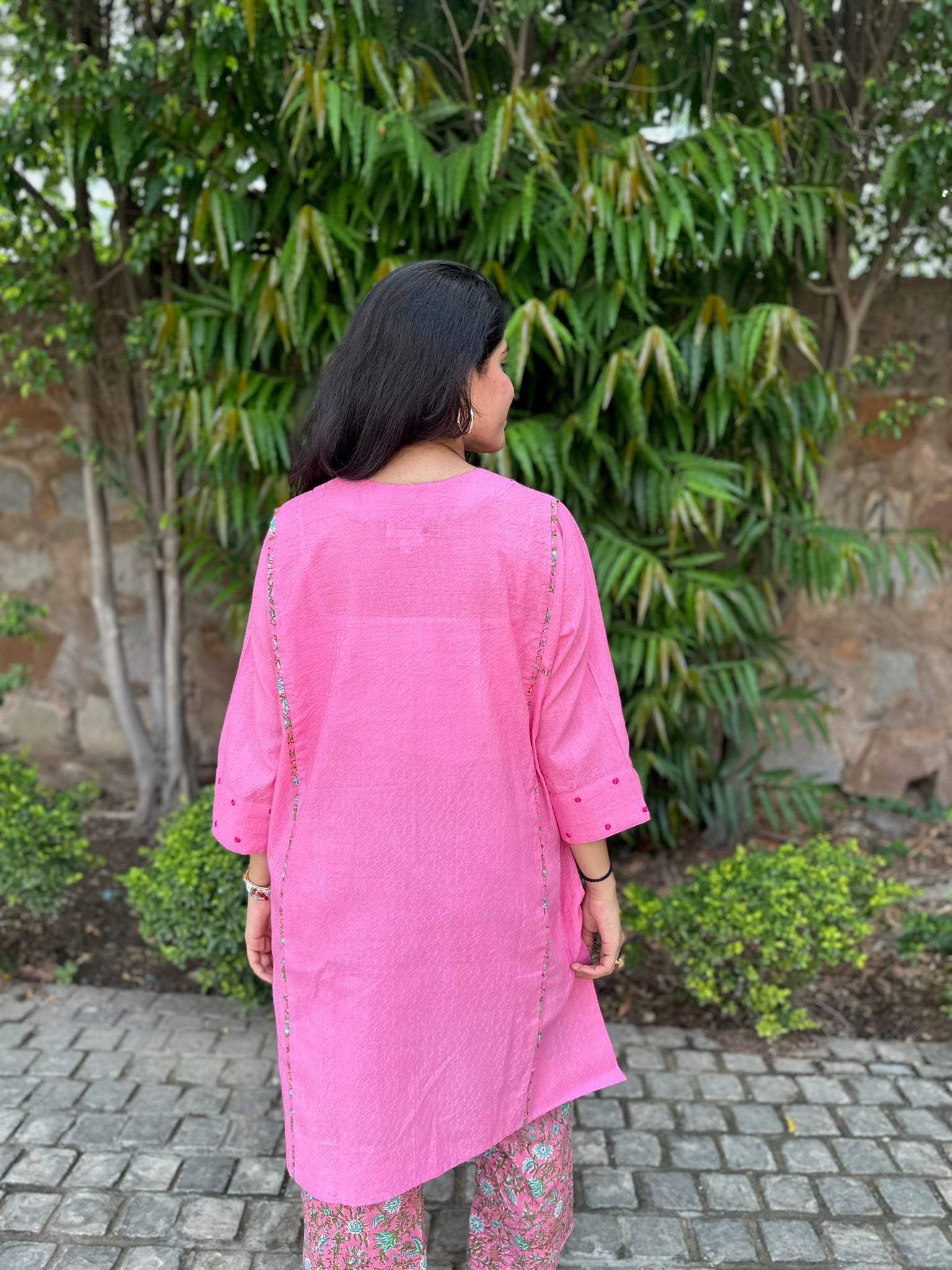 Sorbet Pink Long Dobby Co-Ord Set