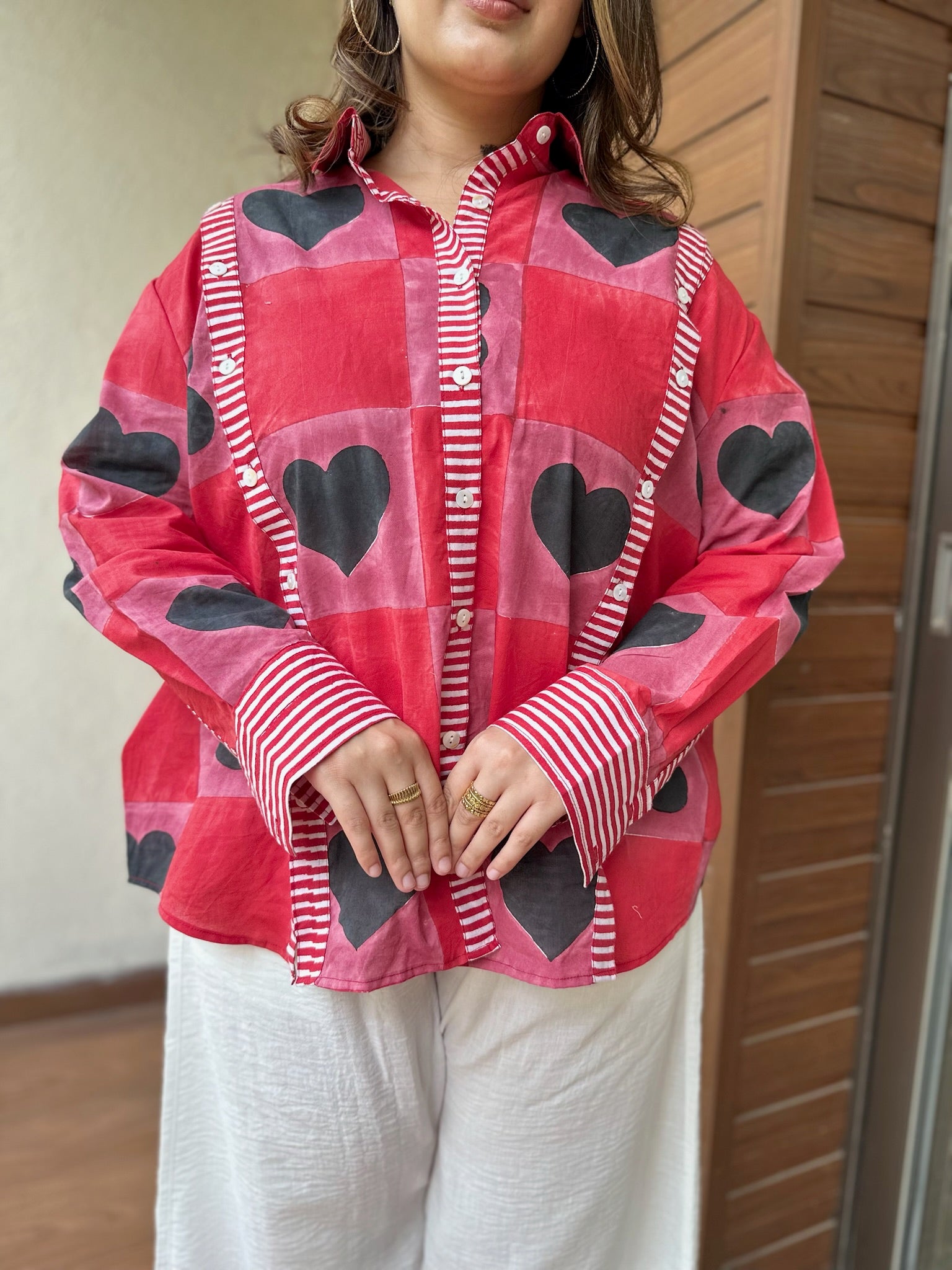 Exclusive Black Hearts Multi Placket Shirt