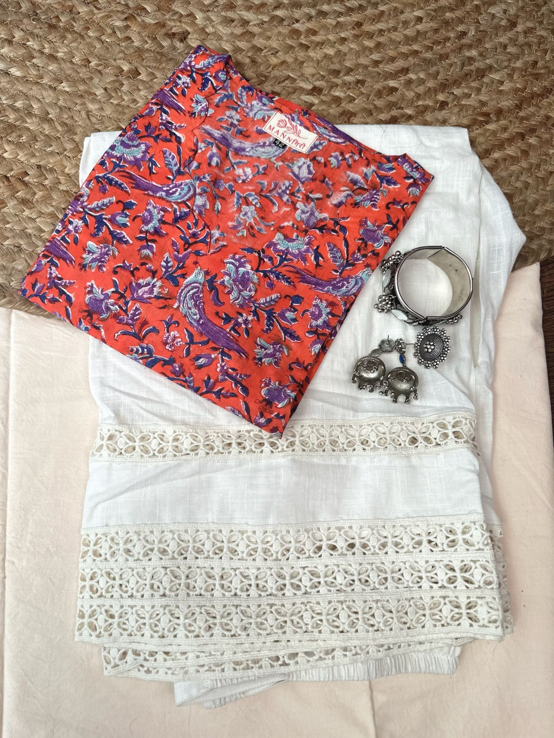 Deep Coral Long Kurta