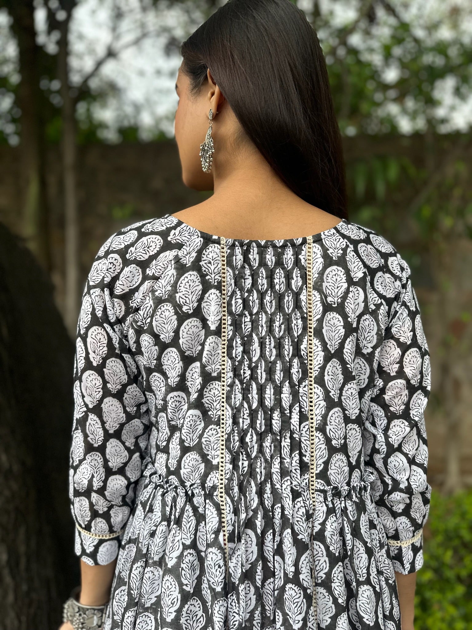Black White Mulmul Maxi Dress