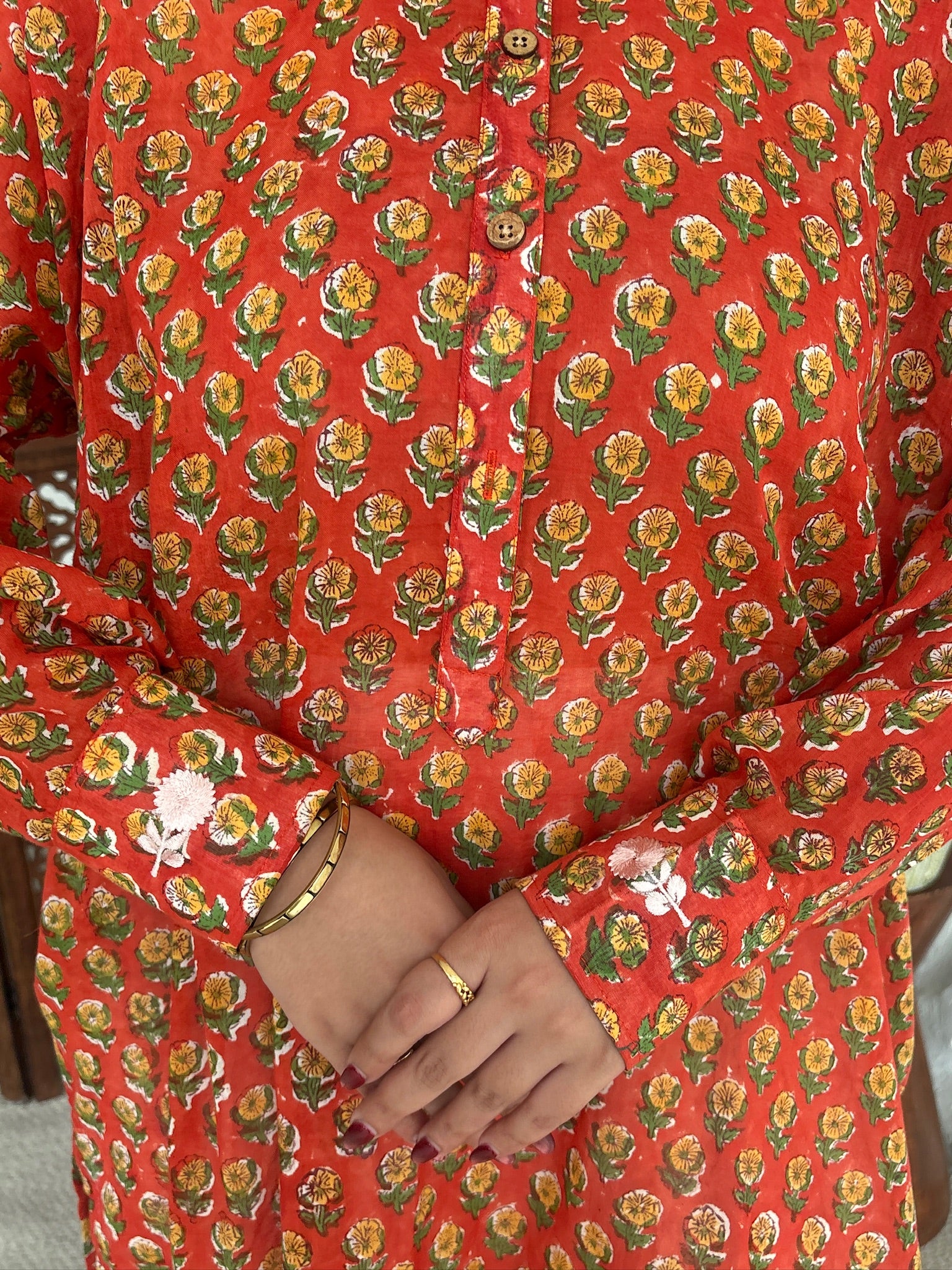 Kesari Flame Mulmul Co-Ord Set