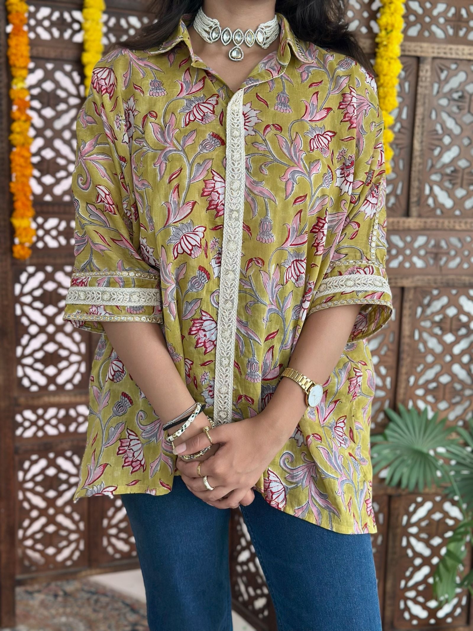 Harvest Glow Asymmetric Mulmul Shirt