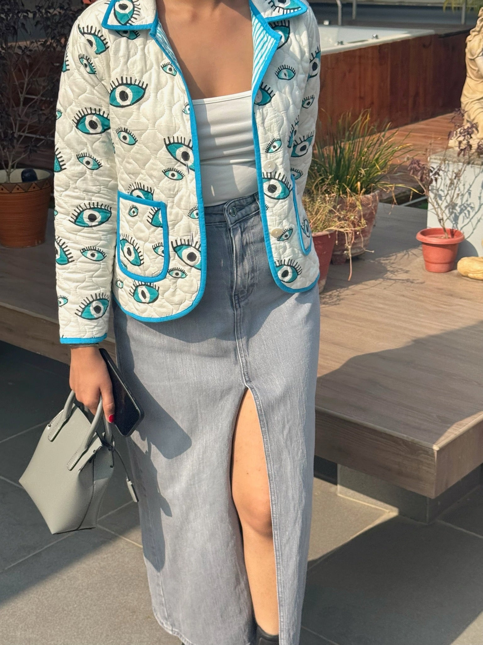 Evil Eye Blue Bomber Jacket