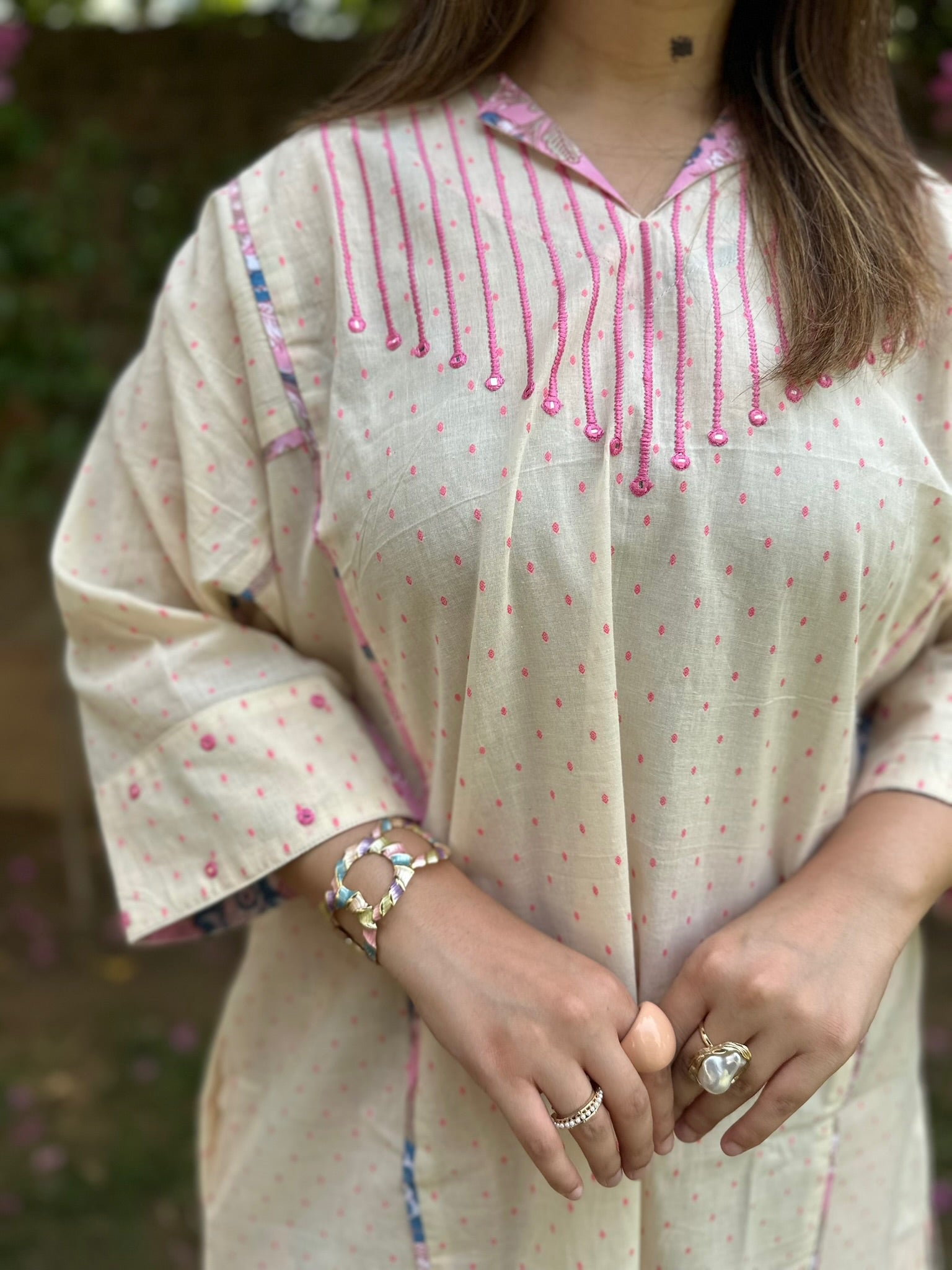 Pink Vanilla Long Dobby Co-Ord Set