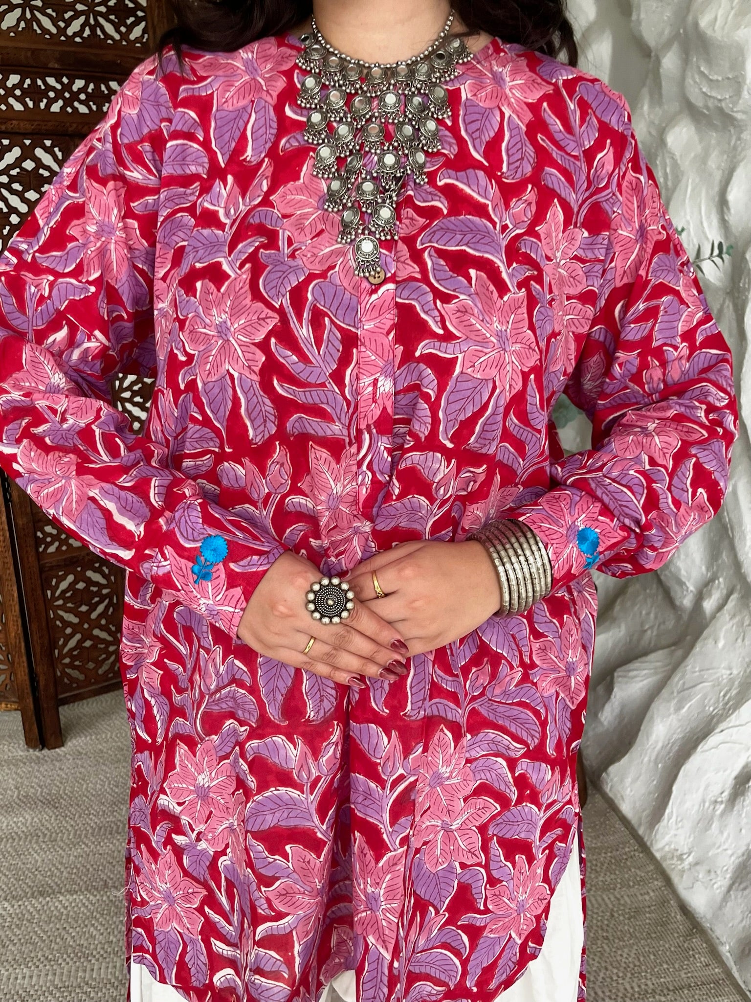 Gulabi Crimson Mulmul Co-Ord Set