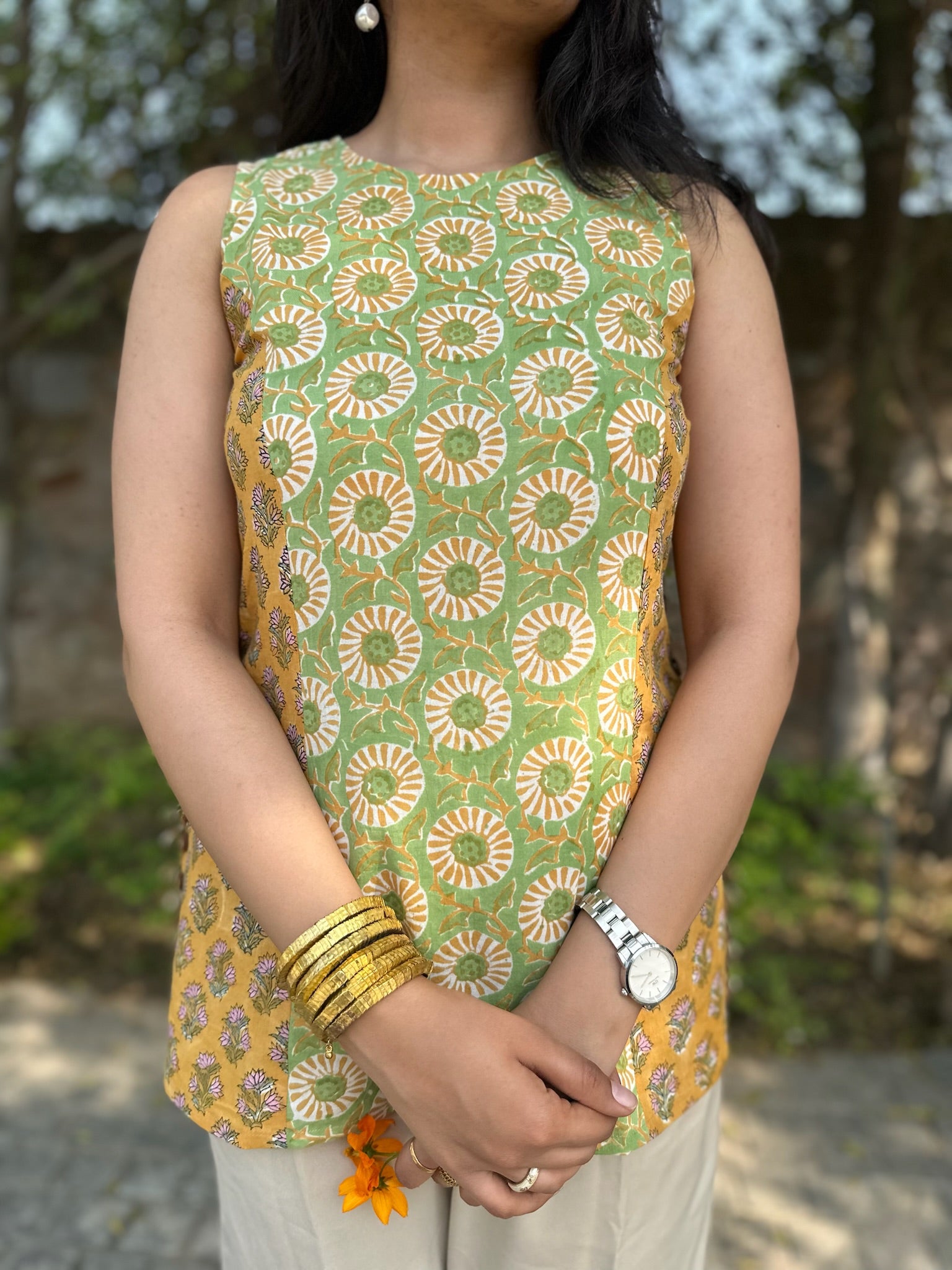 Golden Spice Halter Short Kurti