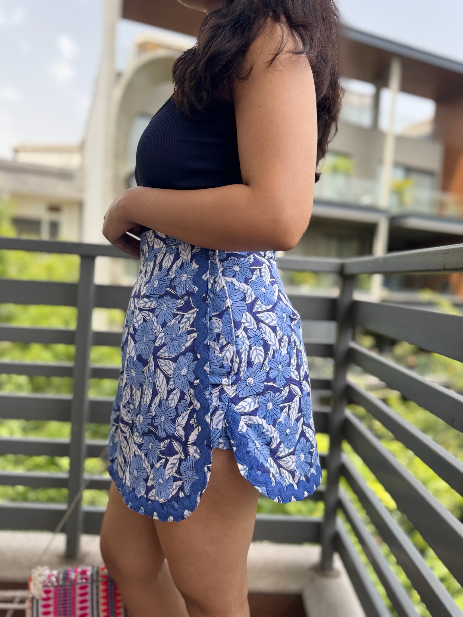 Lily Blue Floral Printed Lace Skort