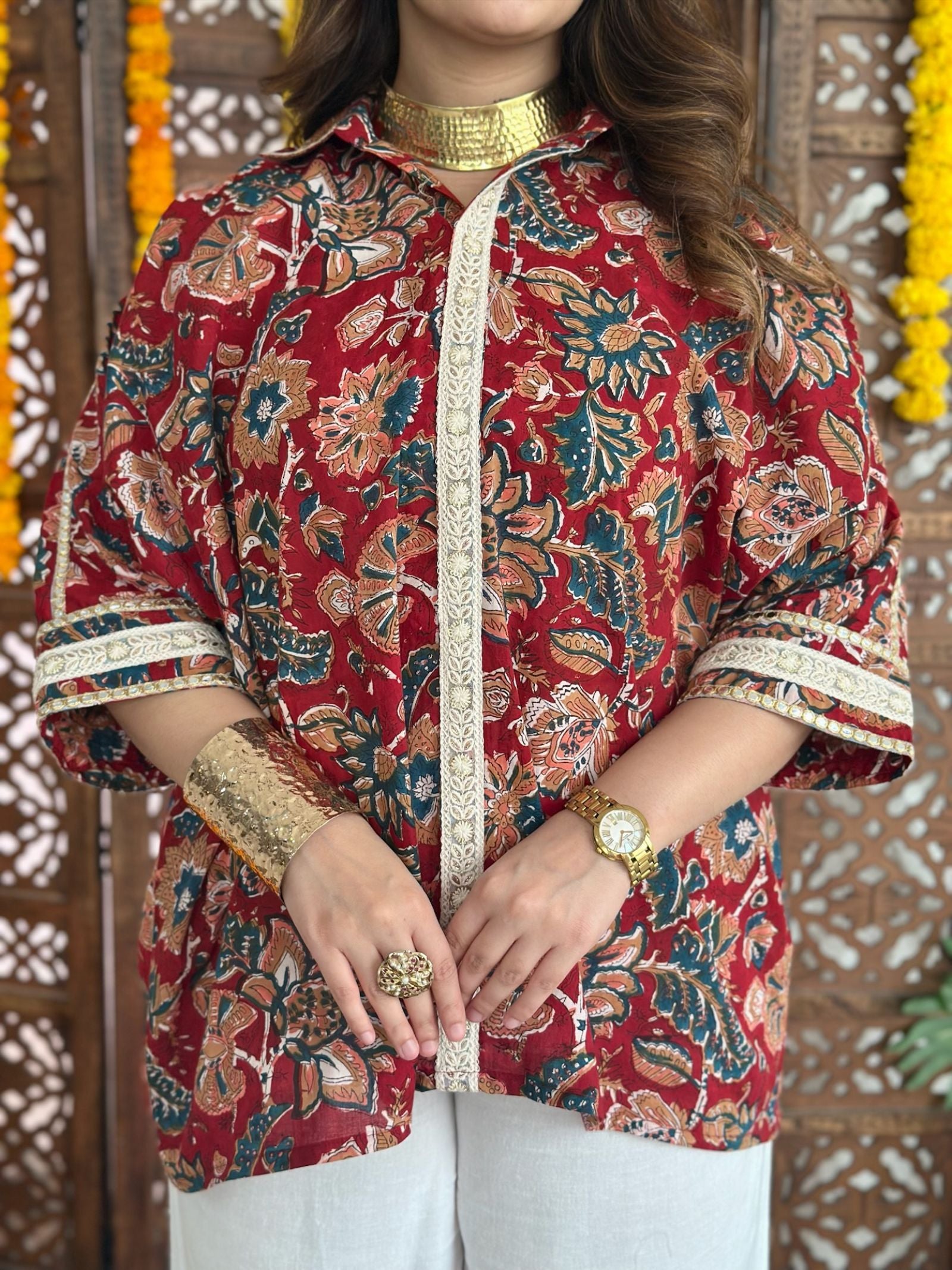 Blossom Veil Asymmetric Mulmul Shirt