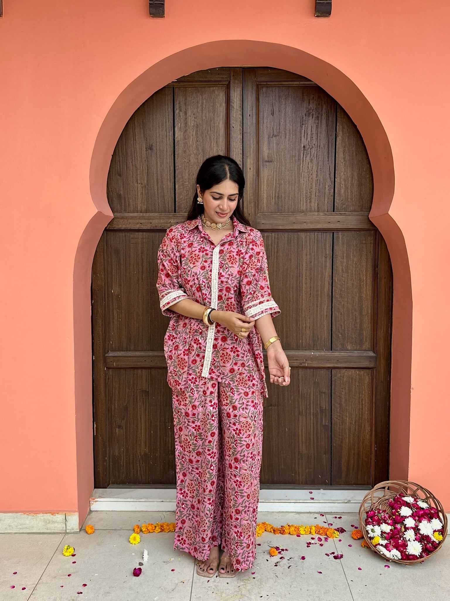Maple Ochre Asymmetric Mulmul Co-ord Set