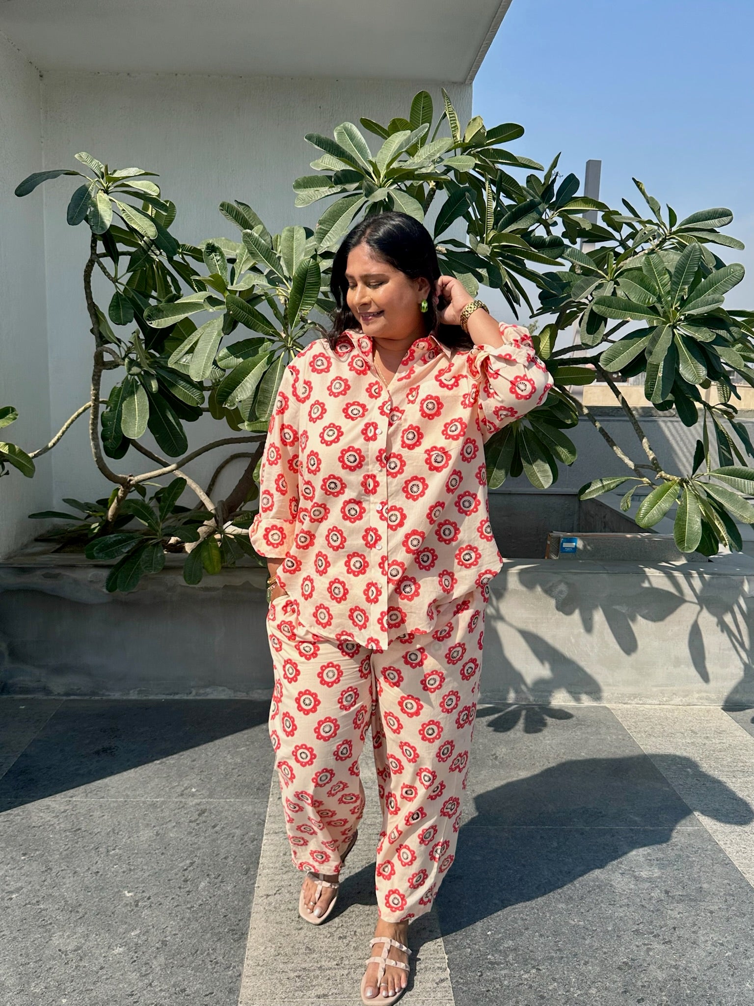 Abstract Floral Red Co-ord Set