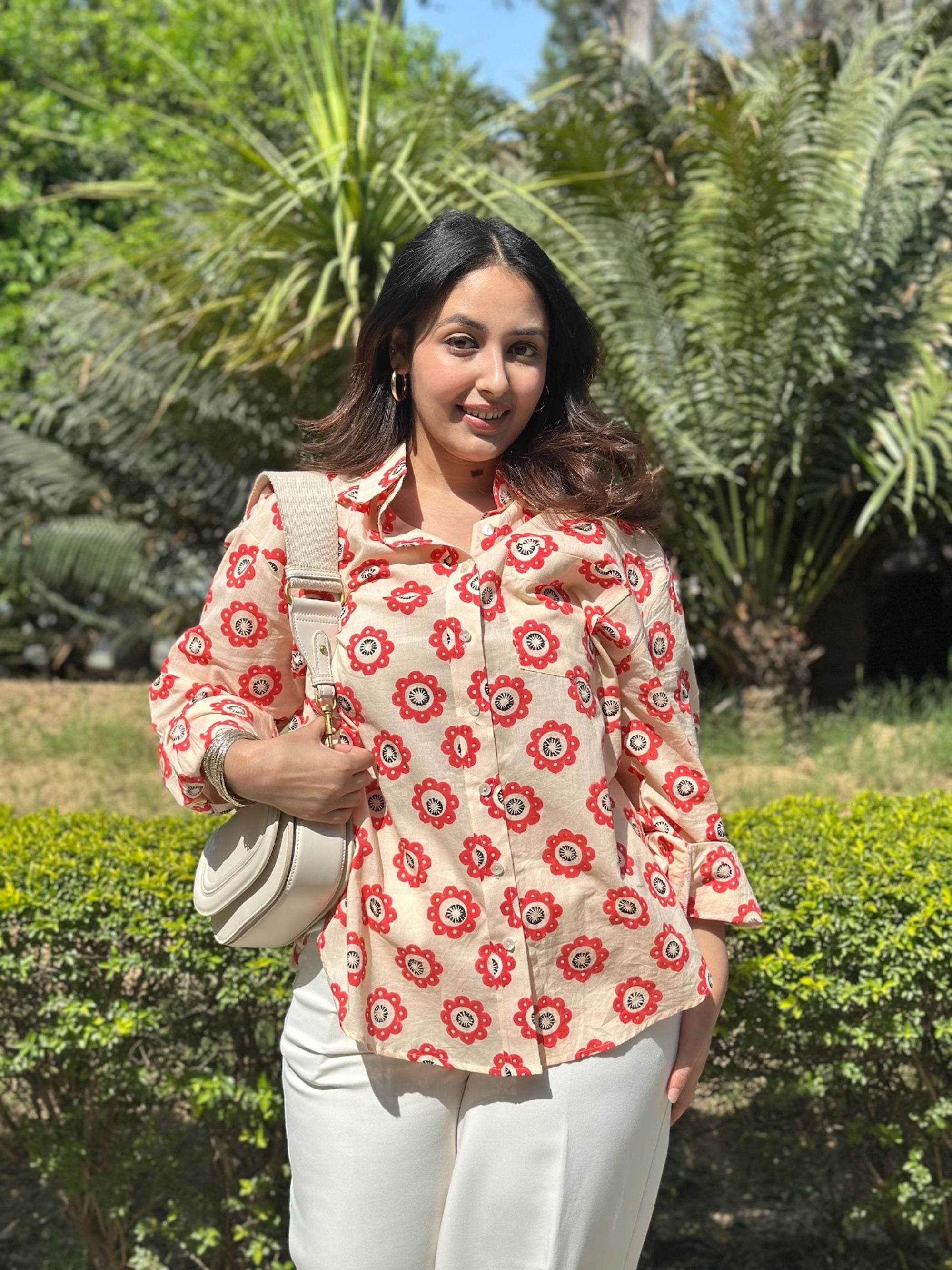 Abstract Floral Red Shirt