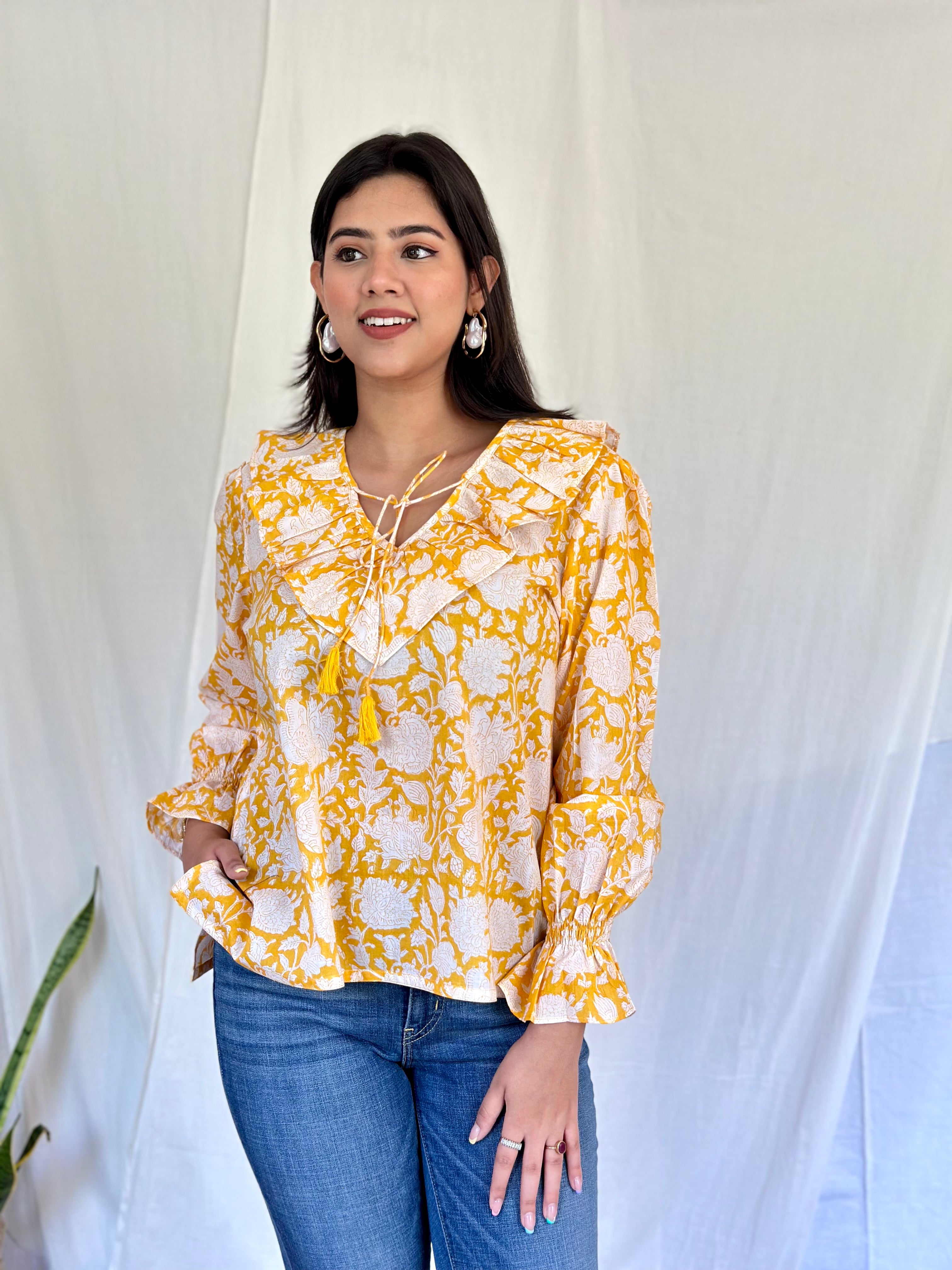 Canary Yellow Floral Top
