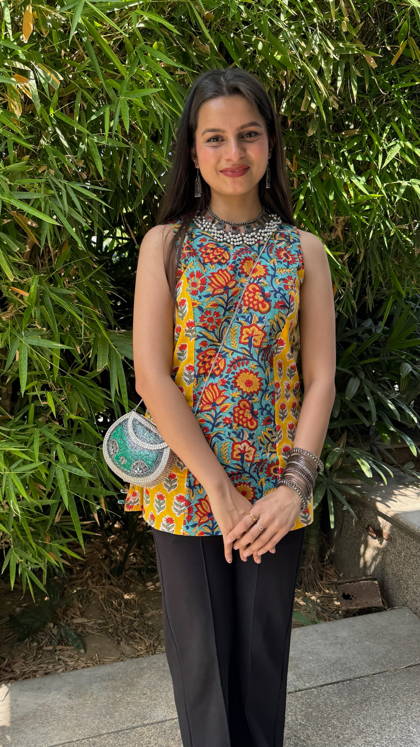 Aqua Blue Halter Short Kurti