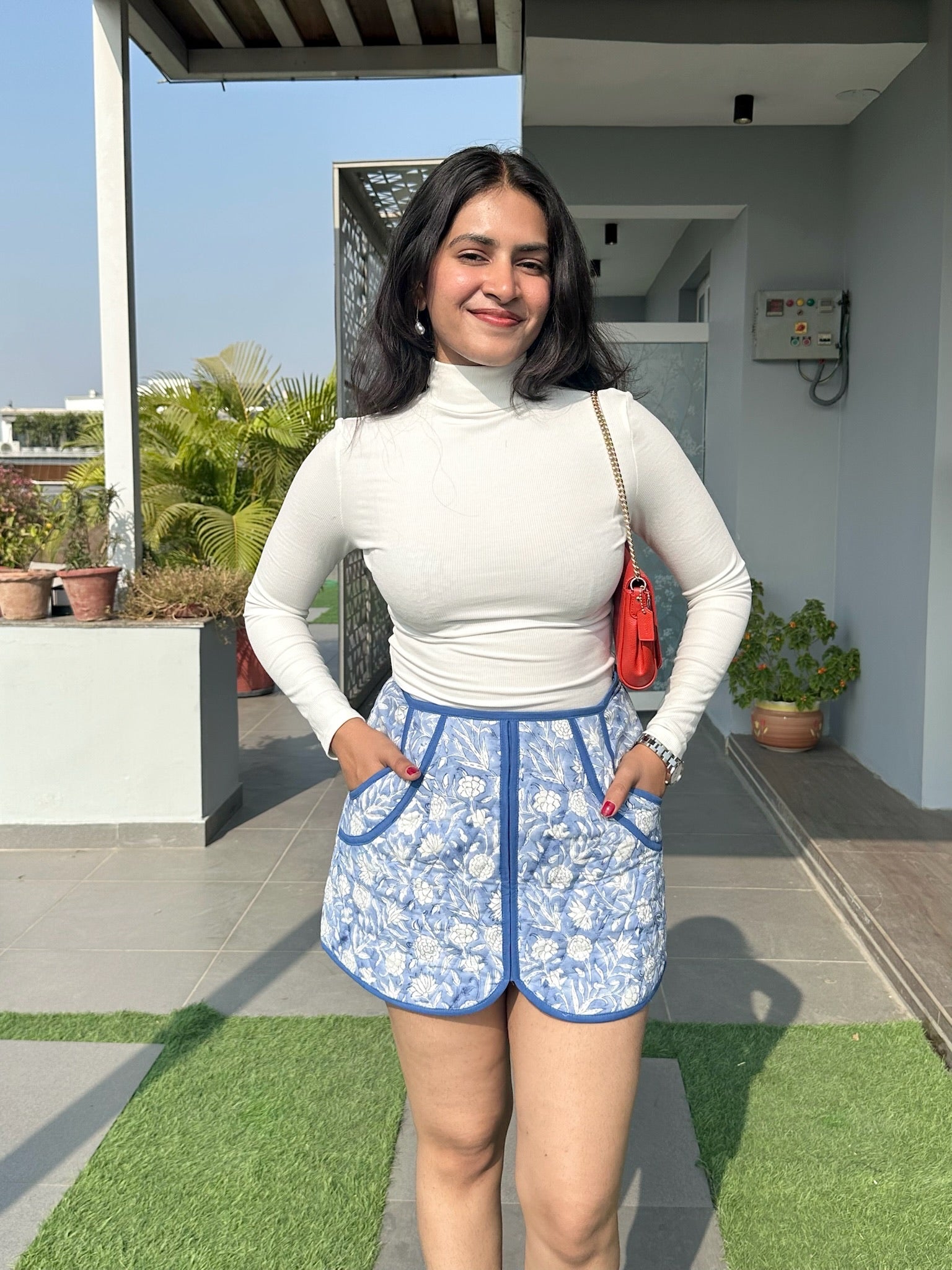 Ash Blue Quilted Skirt