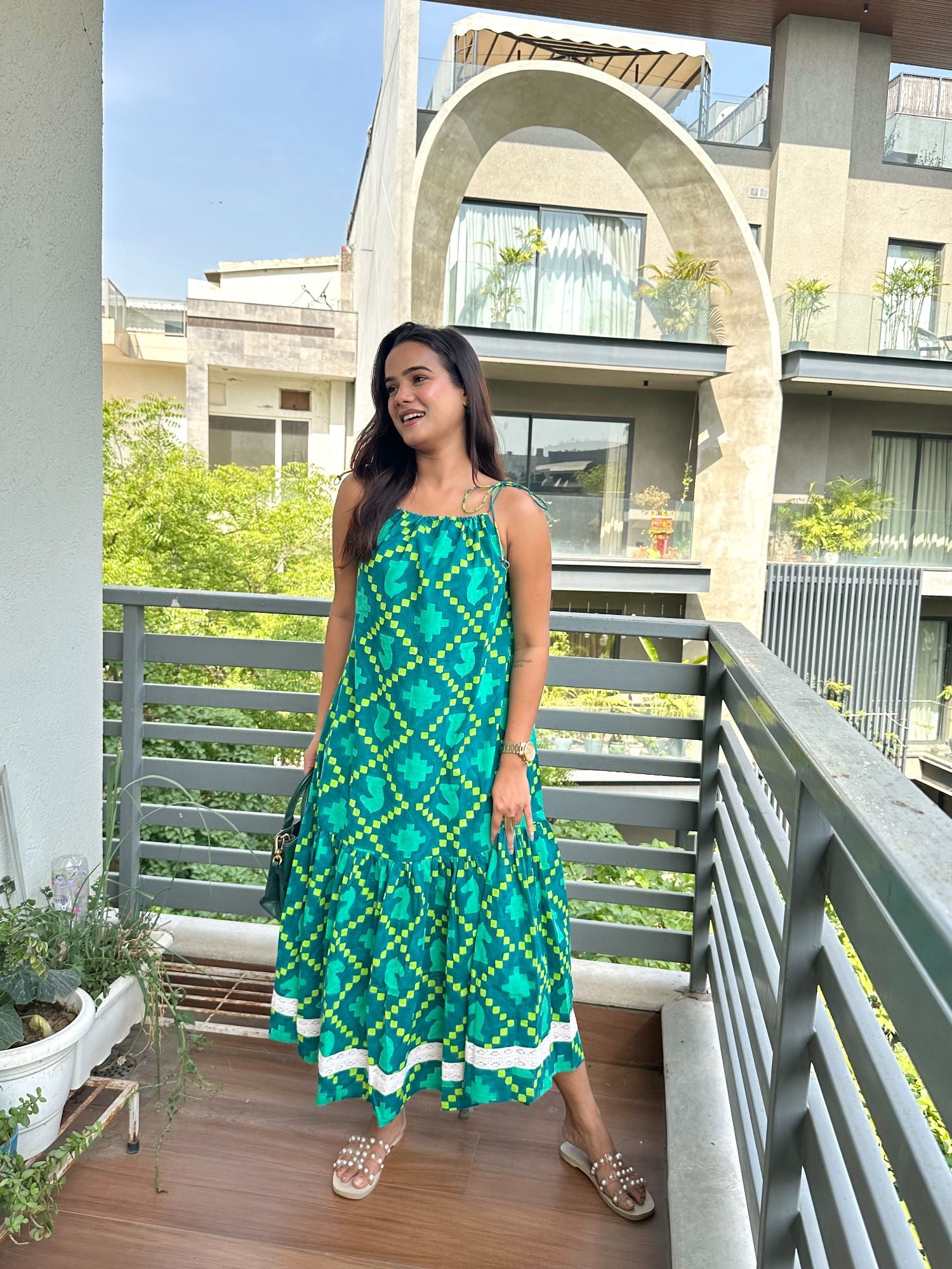 Azure Ocean Halter Maxi Dress