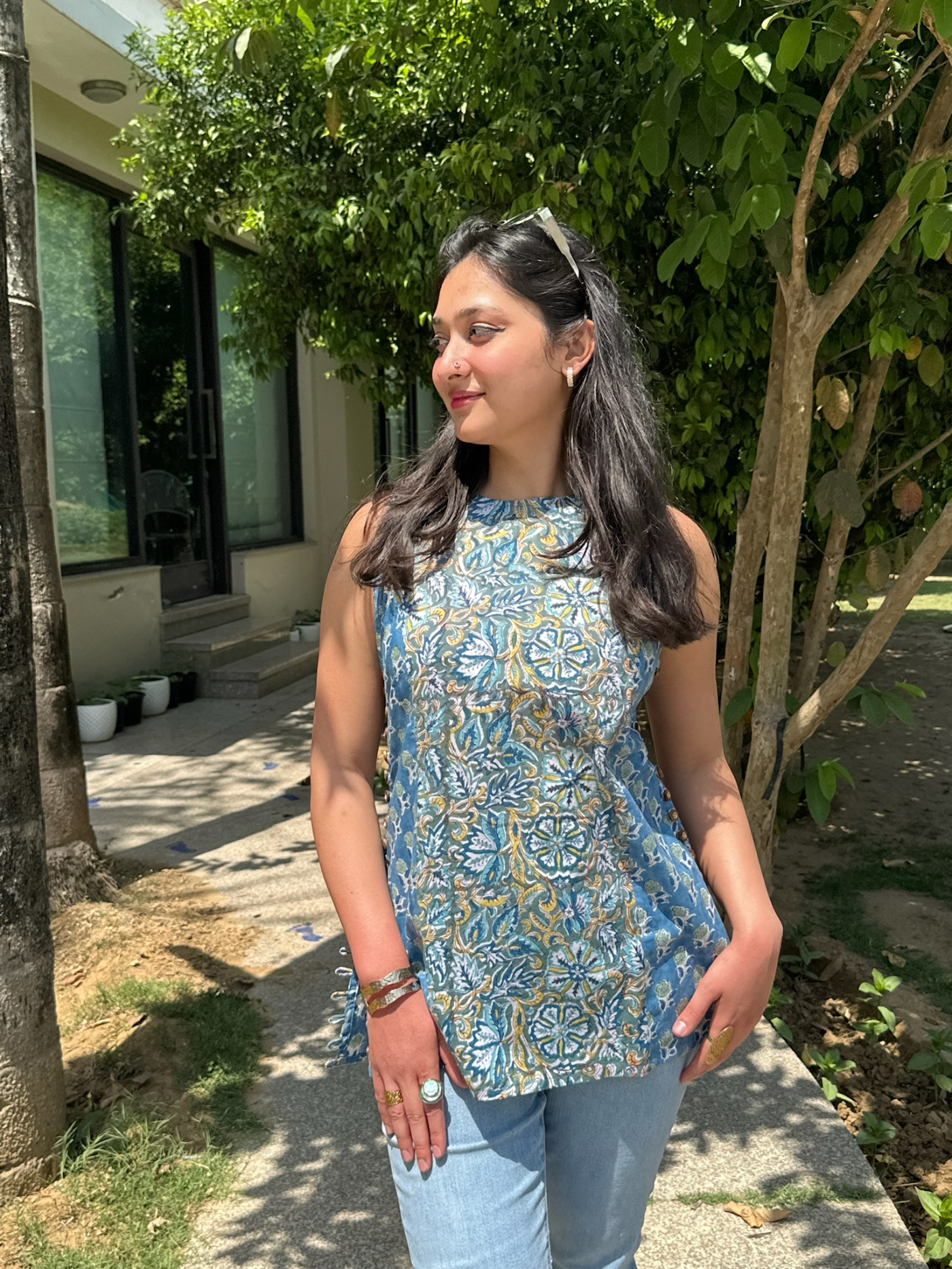 Berry Blue Halter Short Kurti