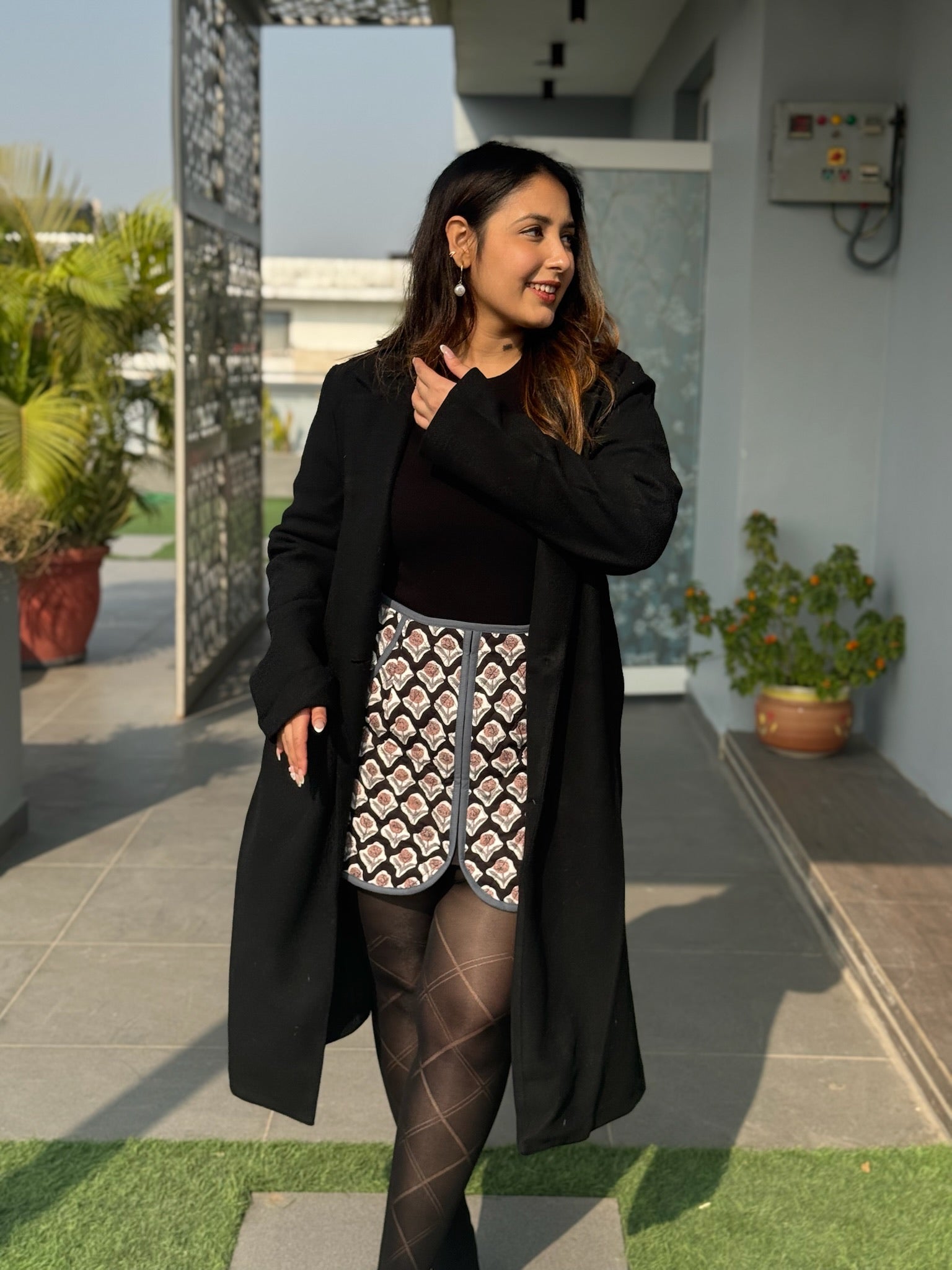 Charcoal Blue Quilted Skirt