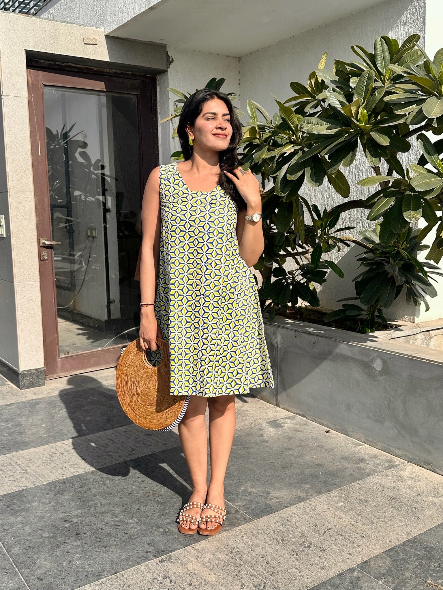 Clover Flower Lime Shift Dress