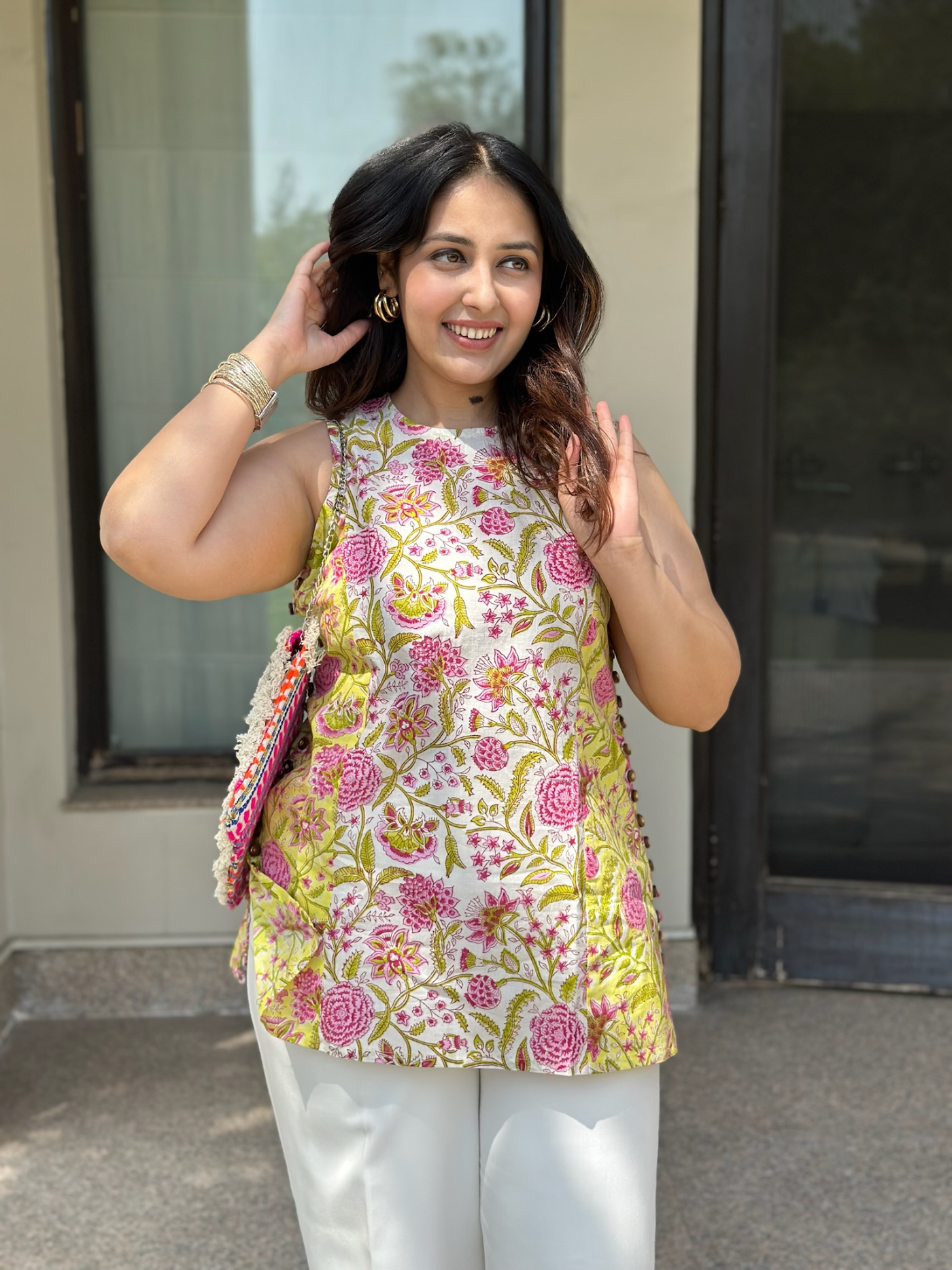 Cotton White Halter Short Kurti