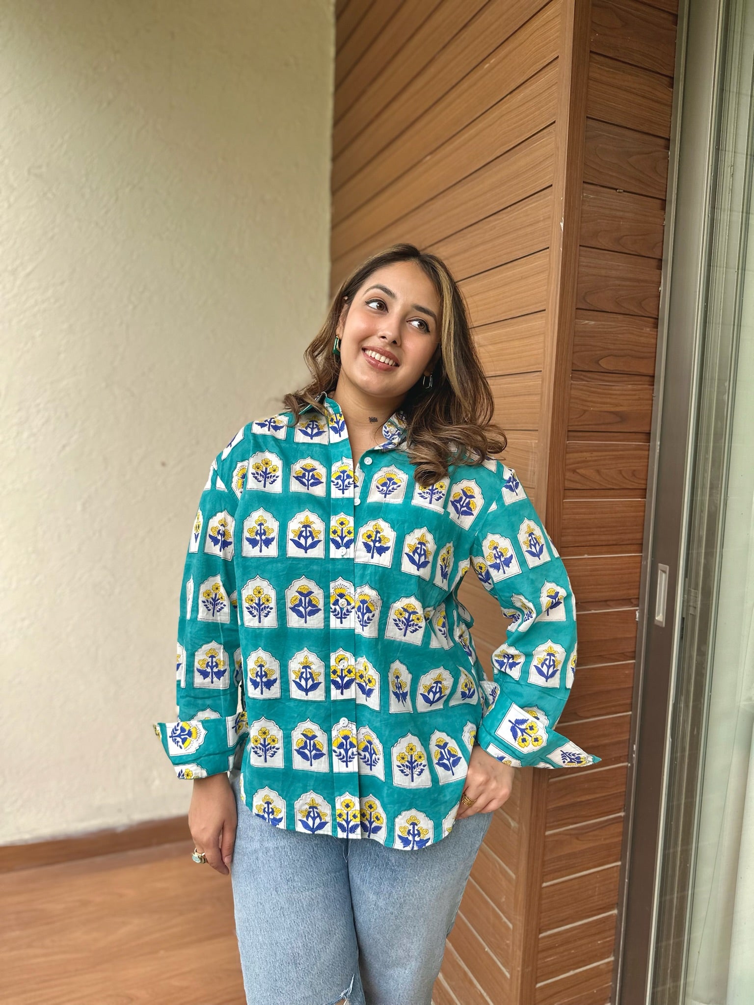 Exclusive Firozi Floral Shirt