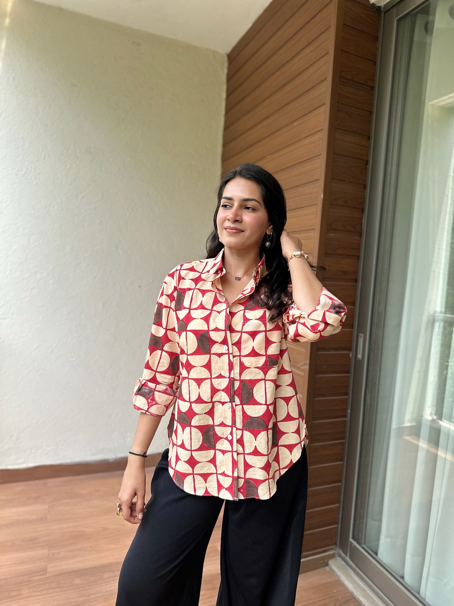 Exclusive Geometric Beige Shirt