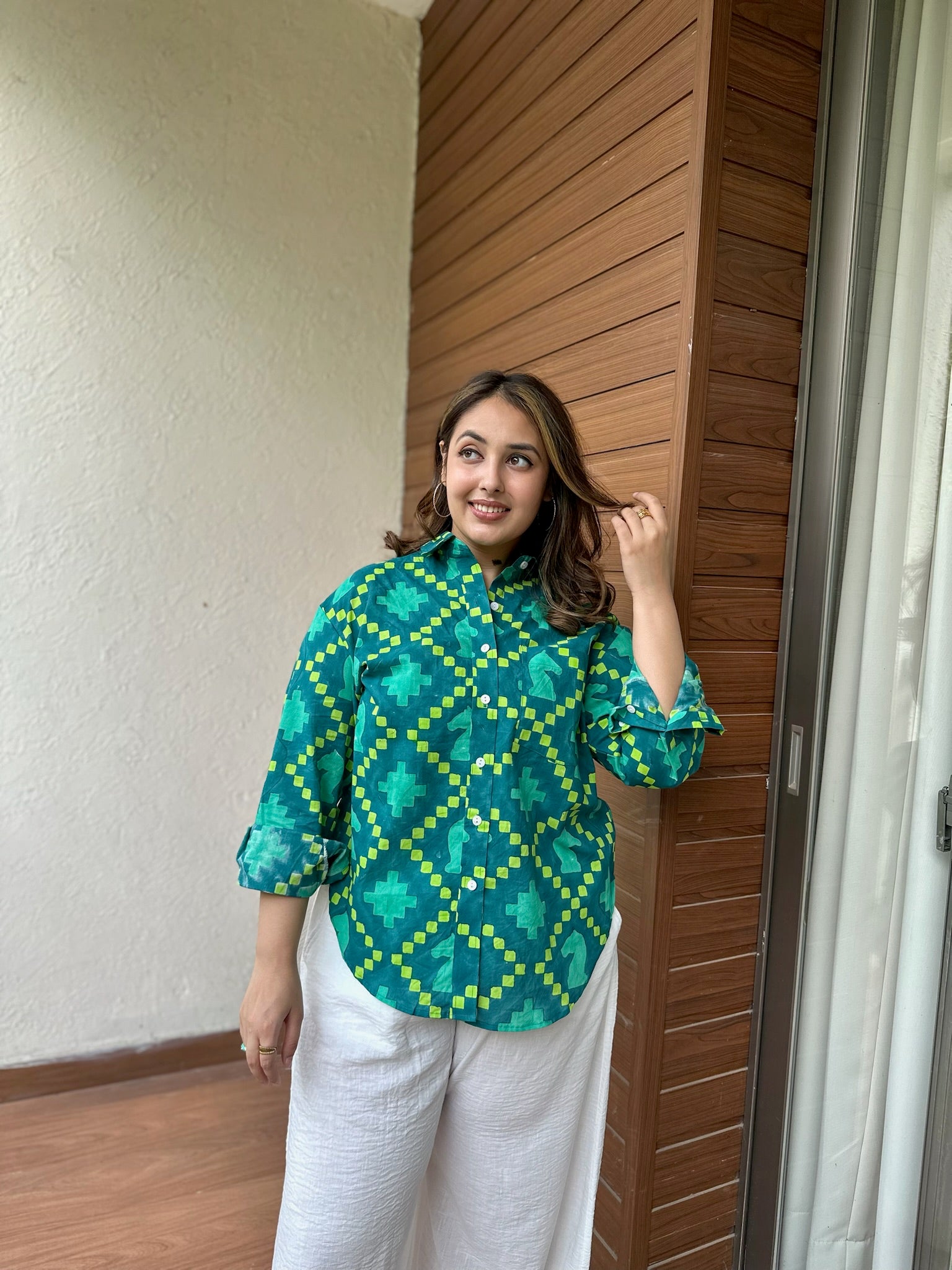 Exclusive Shatranj Green Shirt