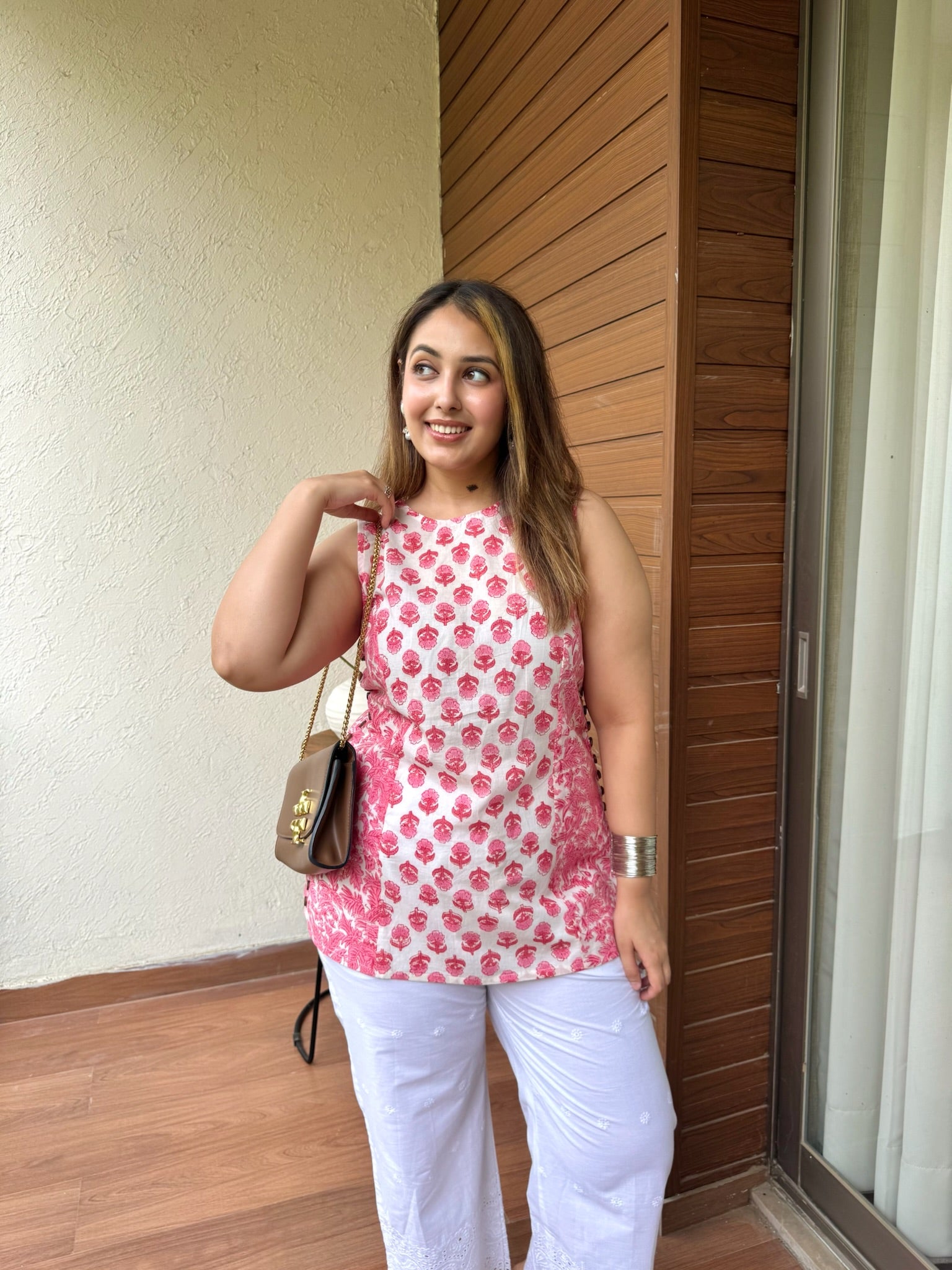 Hibiscus Red Halter Short Kurti