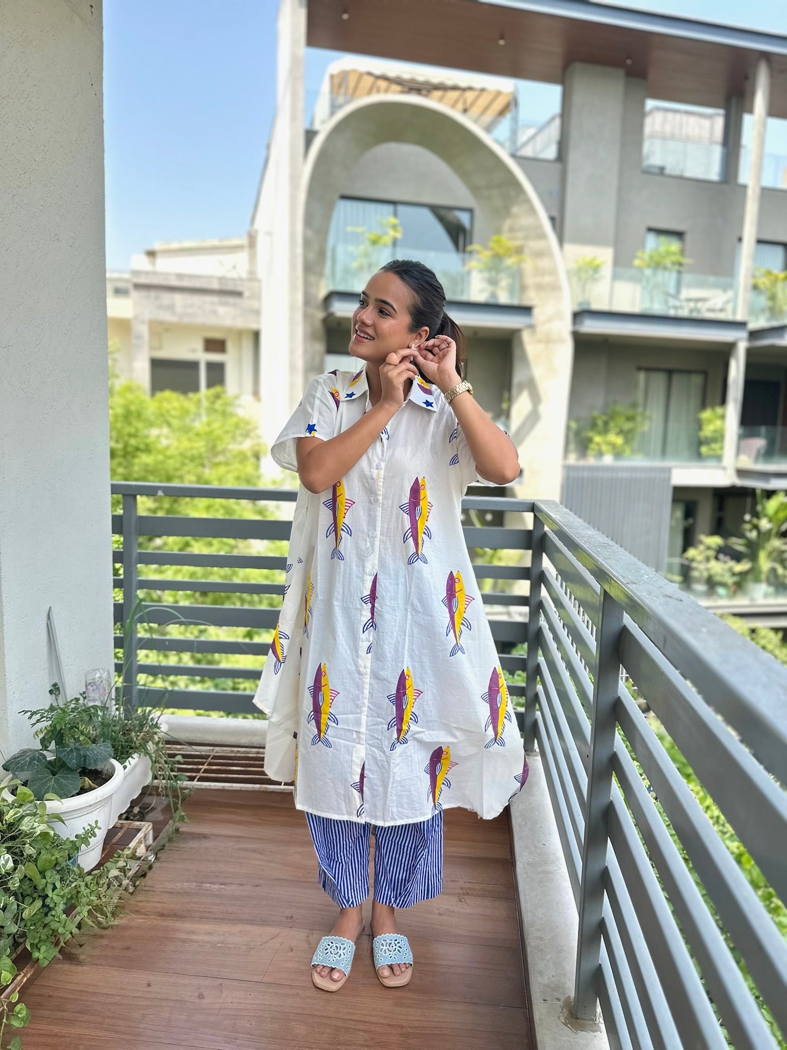 Jal Ki Rani Pink Asymmetric Co-Ord Set
