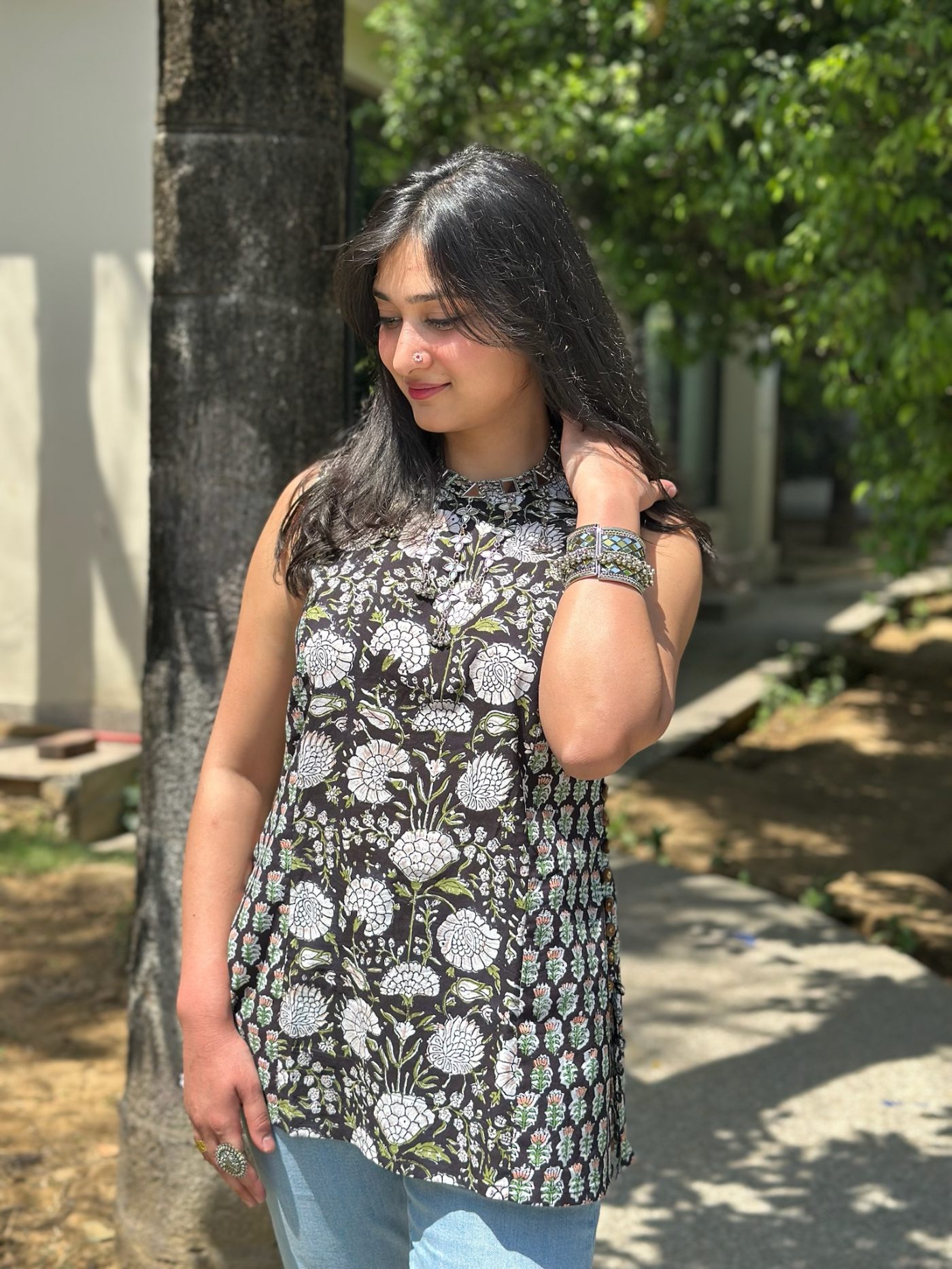 Midnight Black Halter Short Kurti