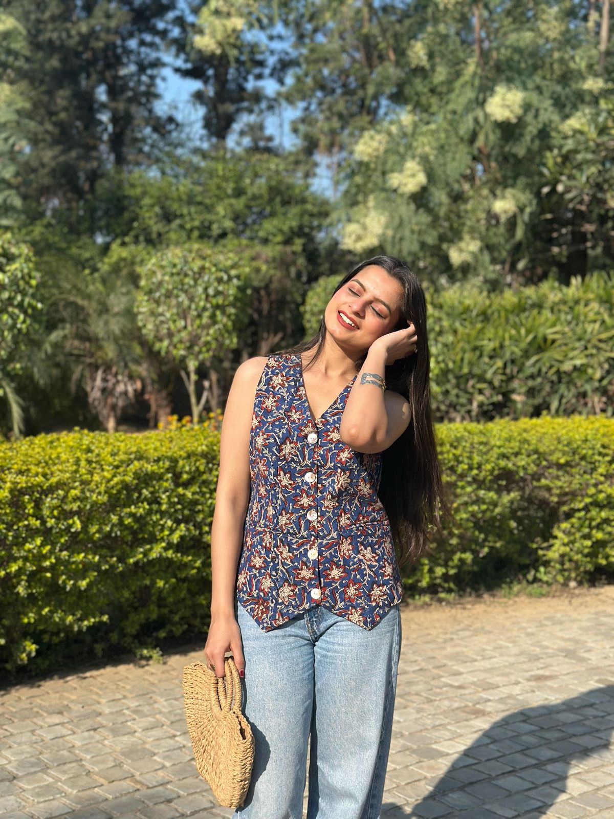 Nile Blue Floral Waistcoat