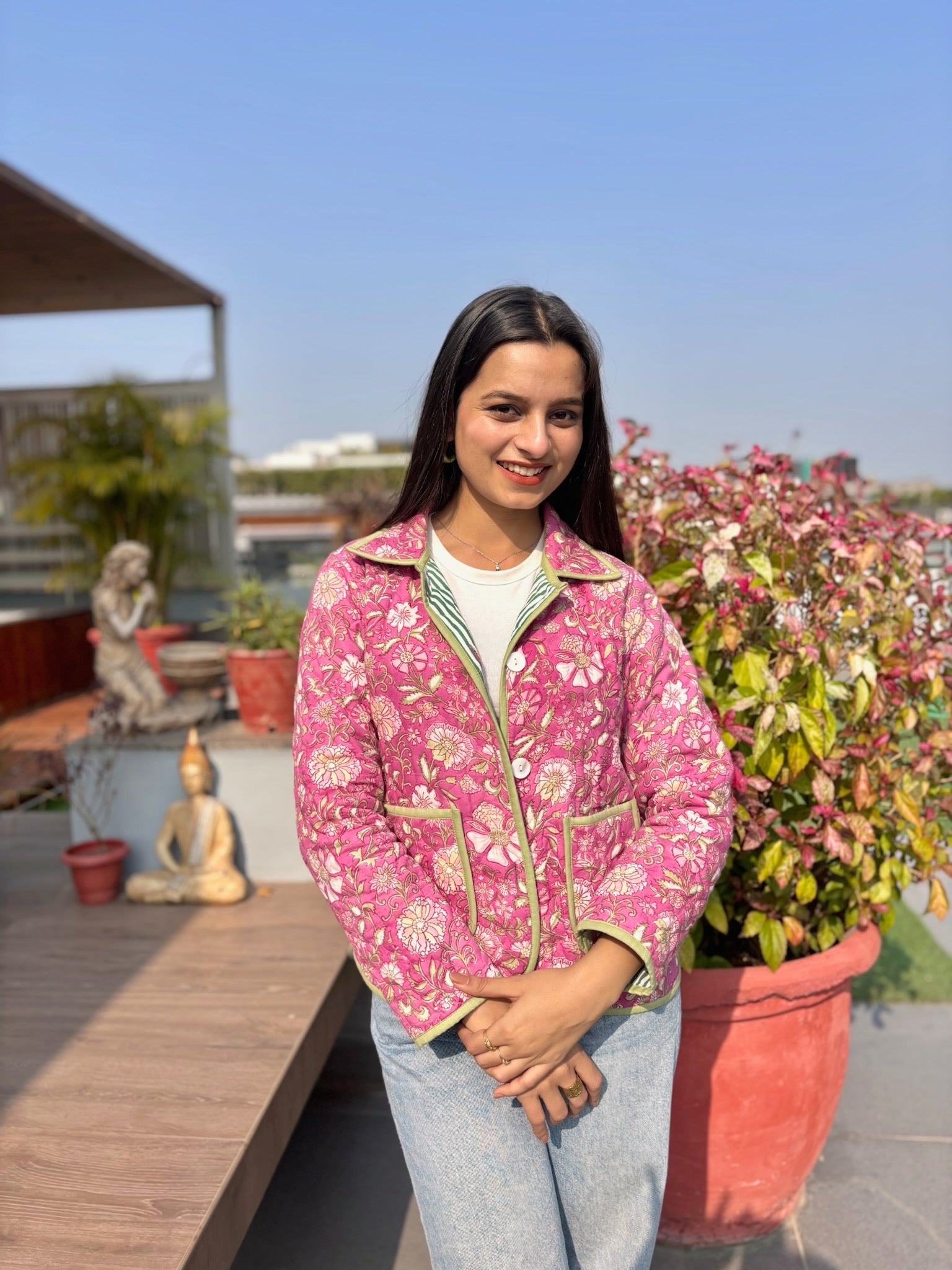 Pink Green Bomber Jacket