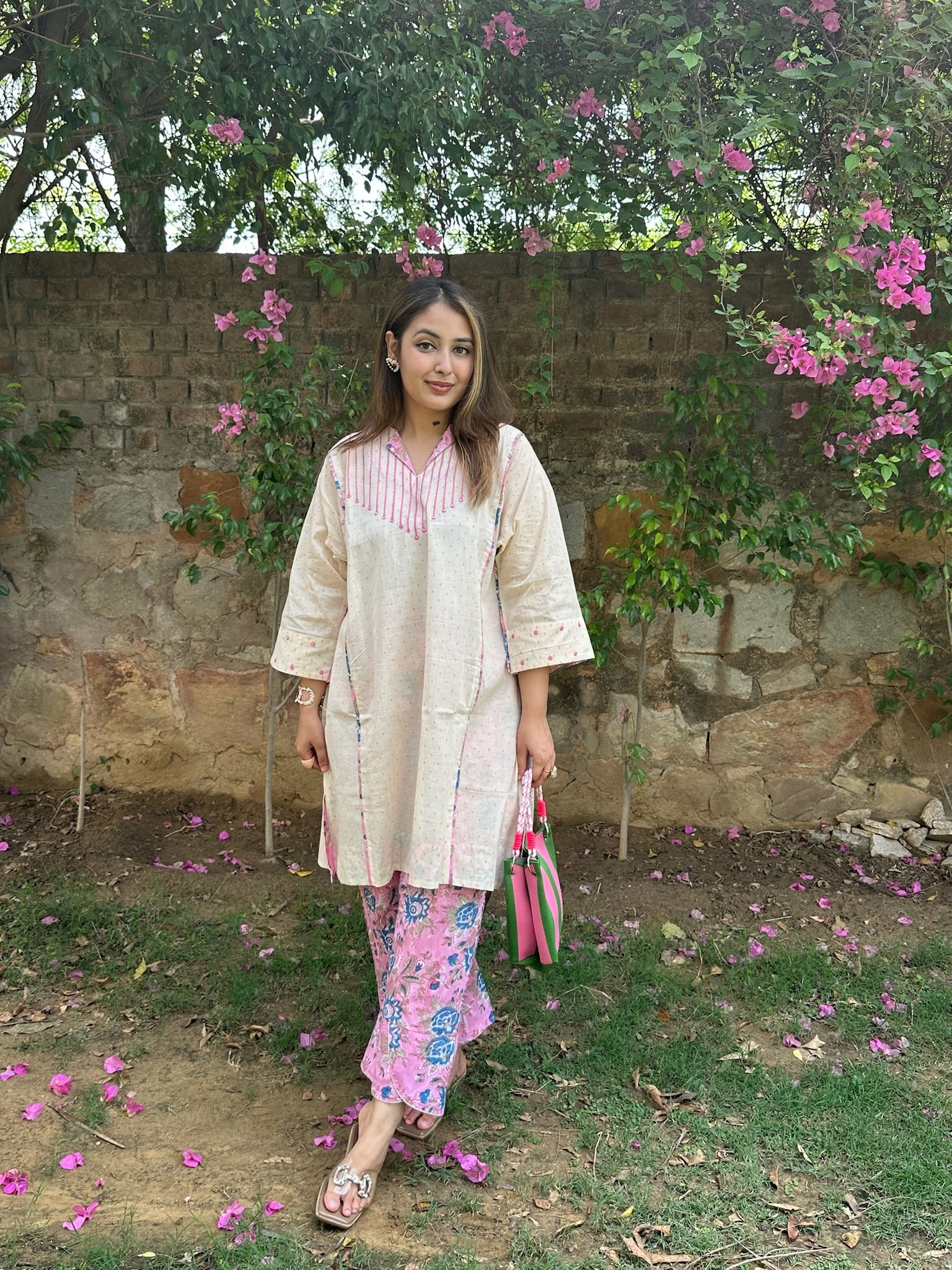 Pink Vanilla Long Dobby Co-Ord Set