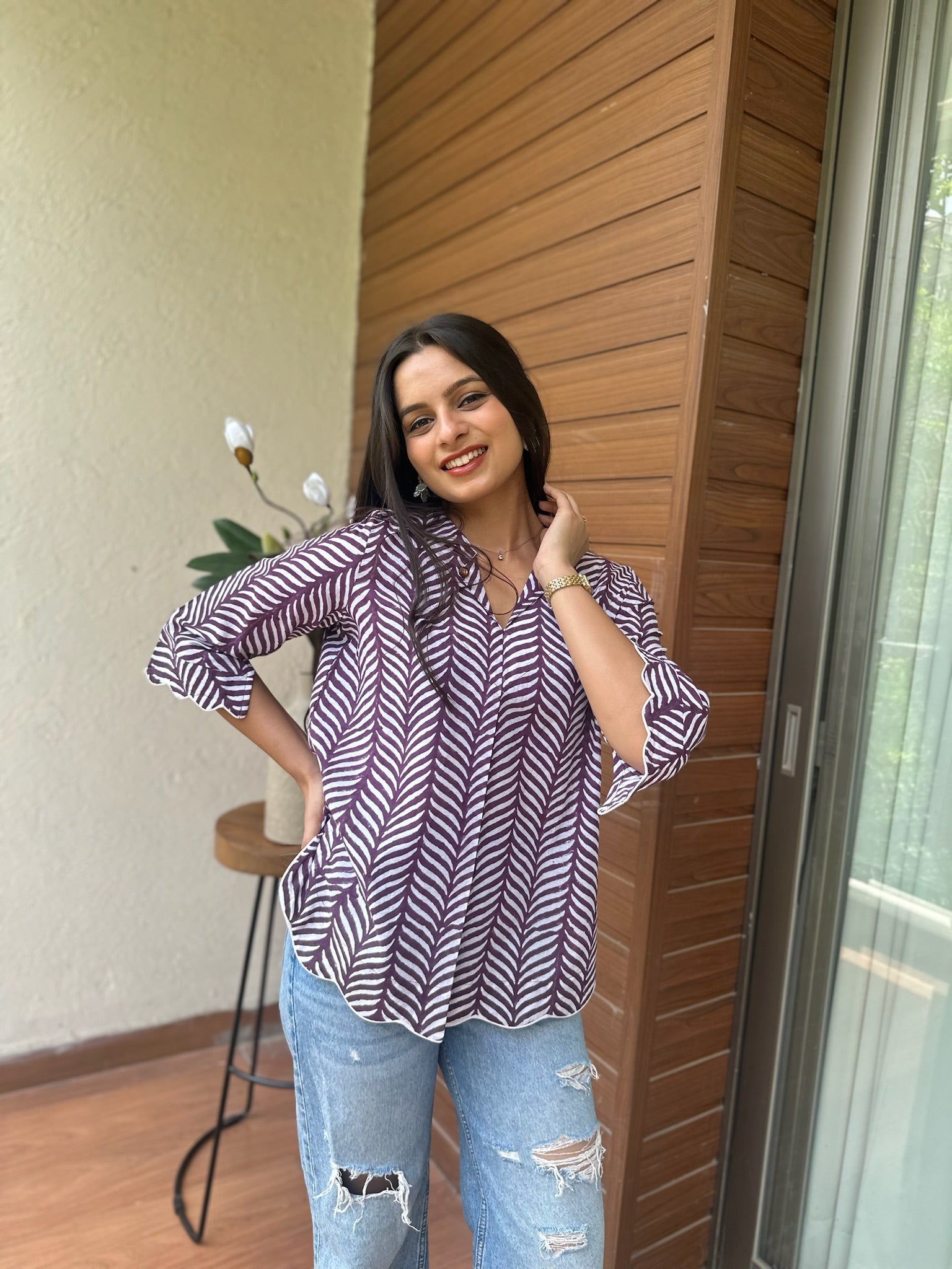 Purple Leaf Scallop Top