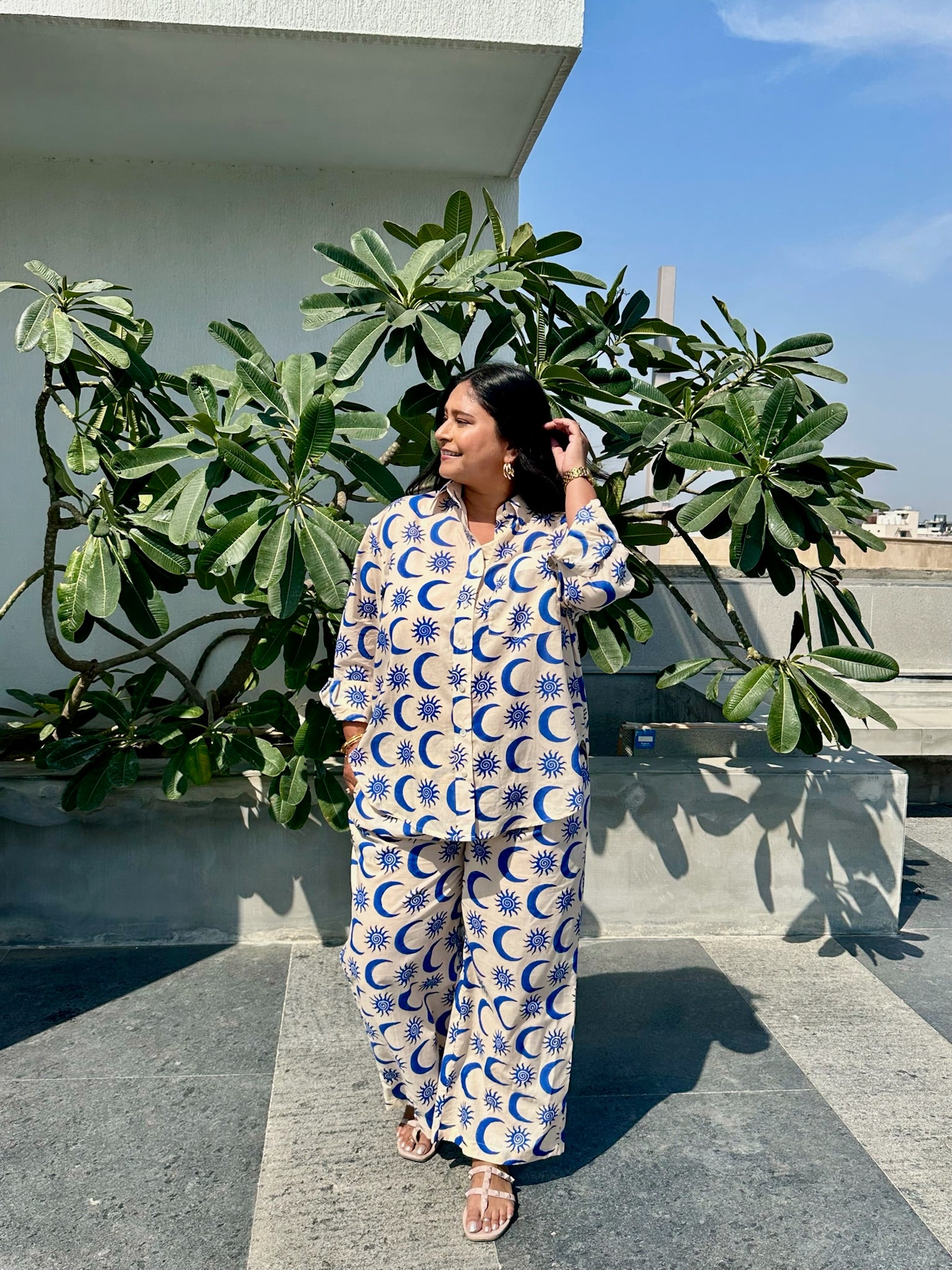 Sun and Moon Blue Co-ord Set
