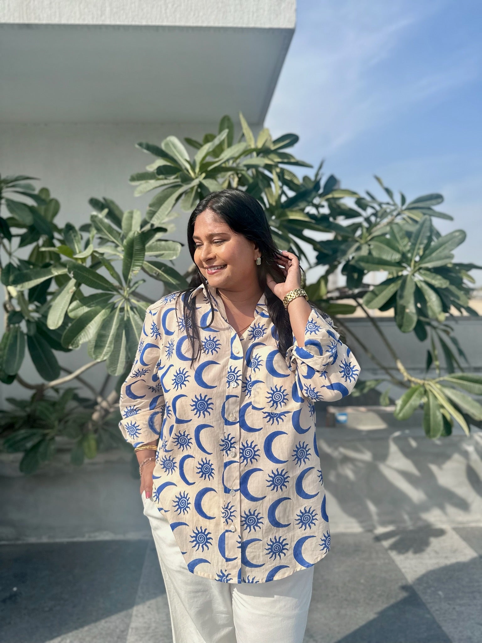 Sun and Moon Blue Shirt