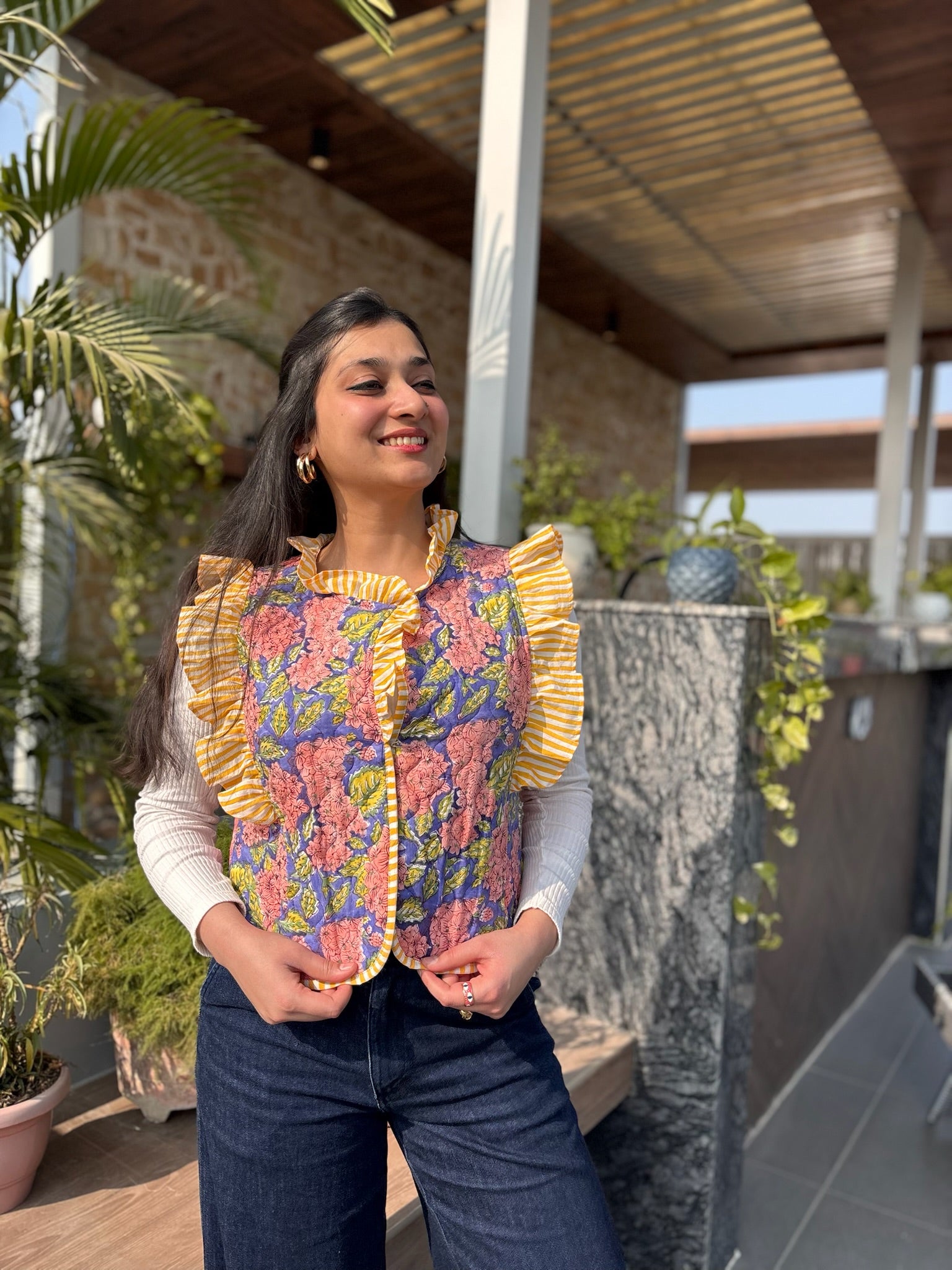 Violet Gulabi Quilted Frill Jacket