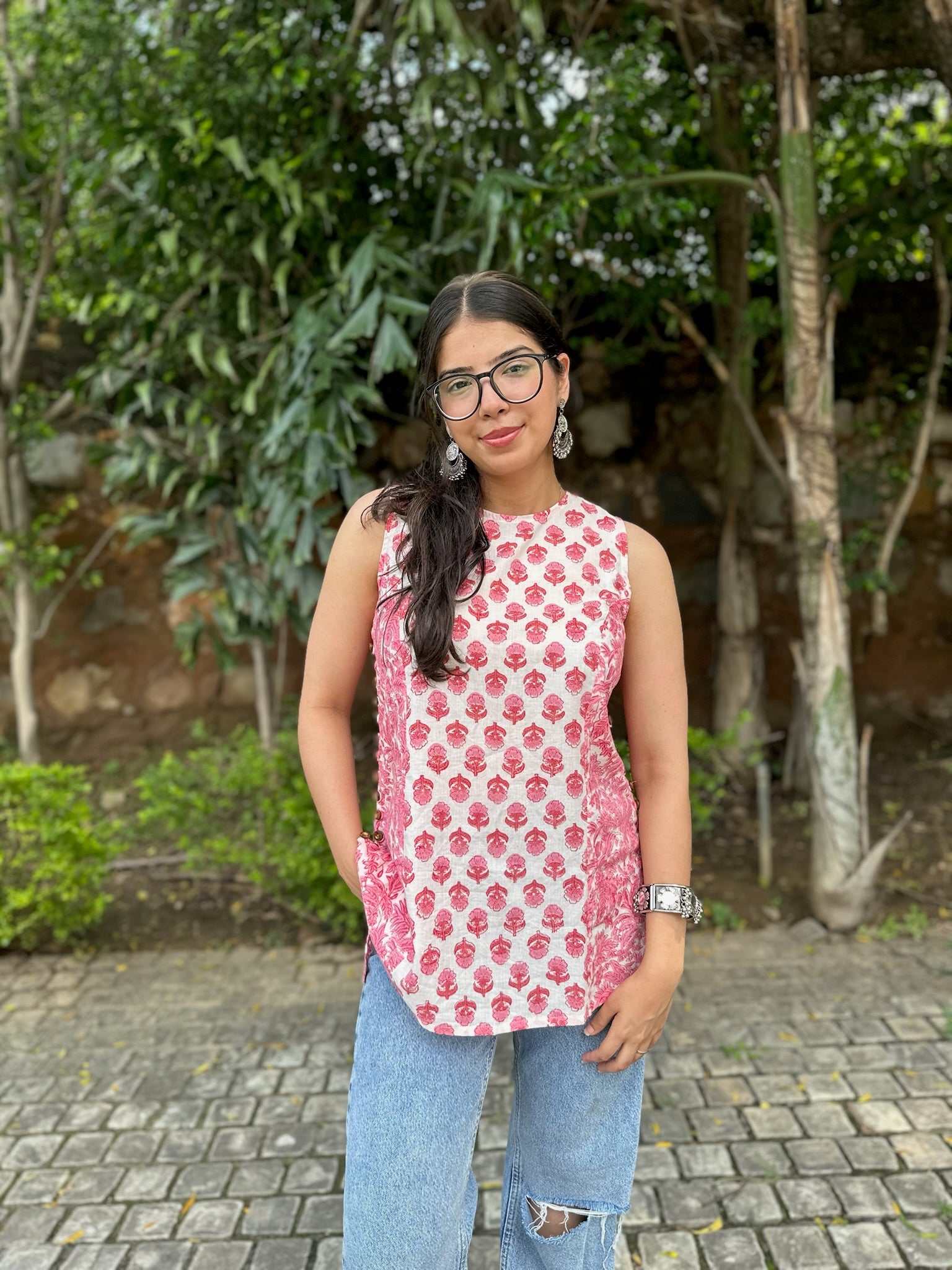 White Lily Halter Short Kurti
