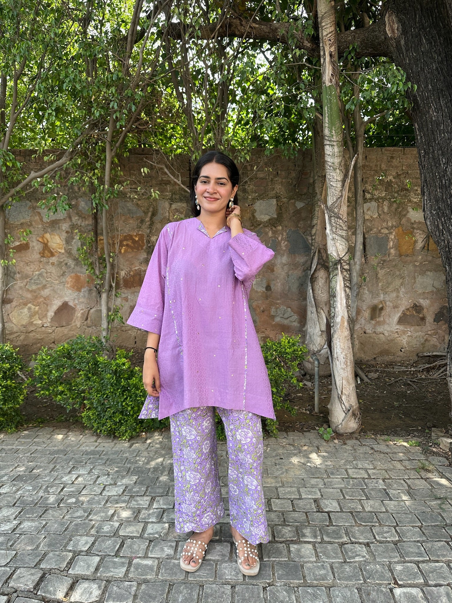 wisteria purple short dobby co-ord set