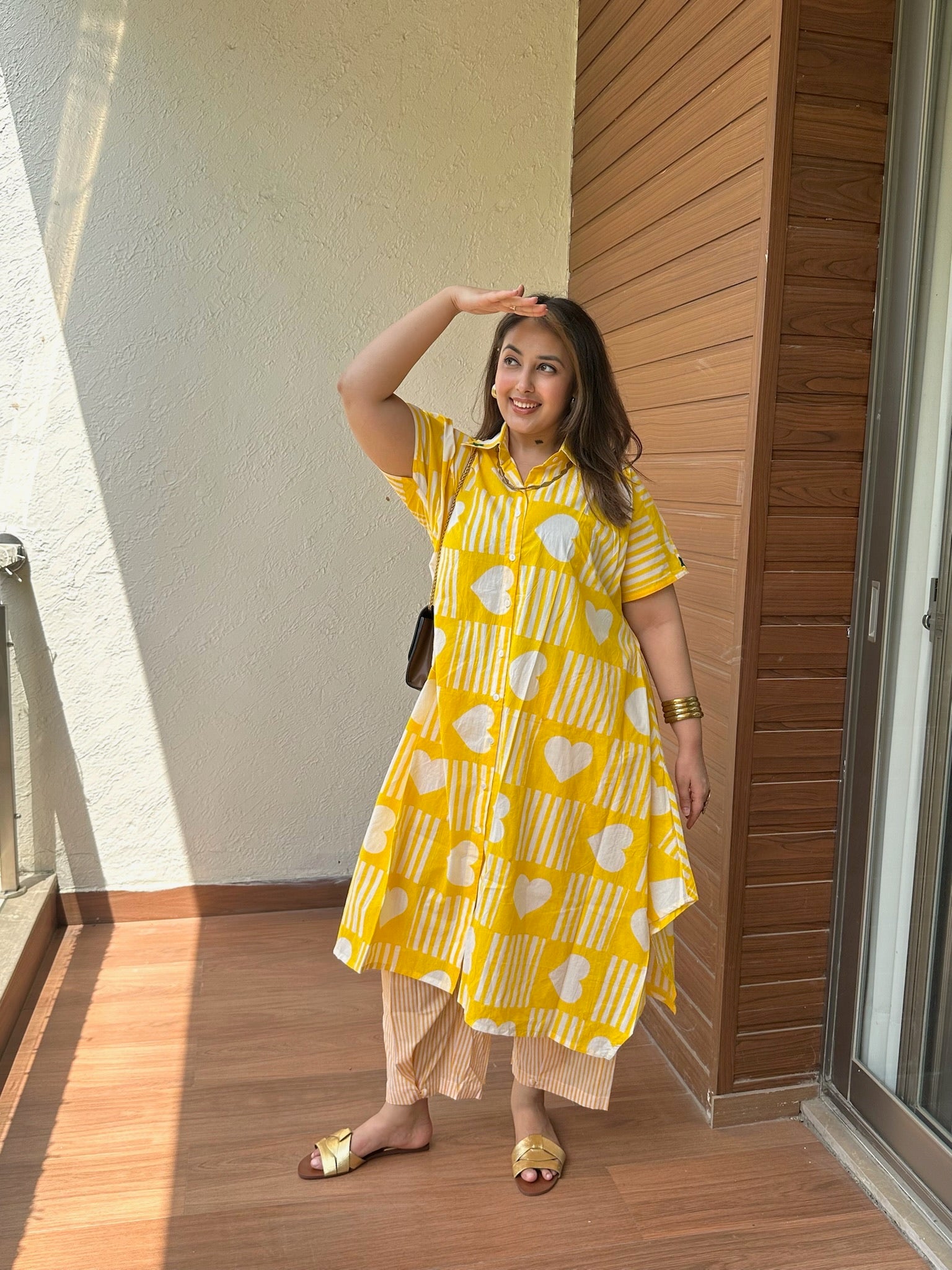 Yellow Heart Asymmetric Co-Ord Set