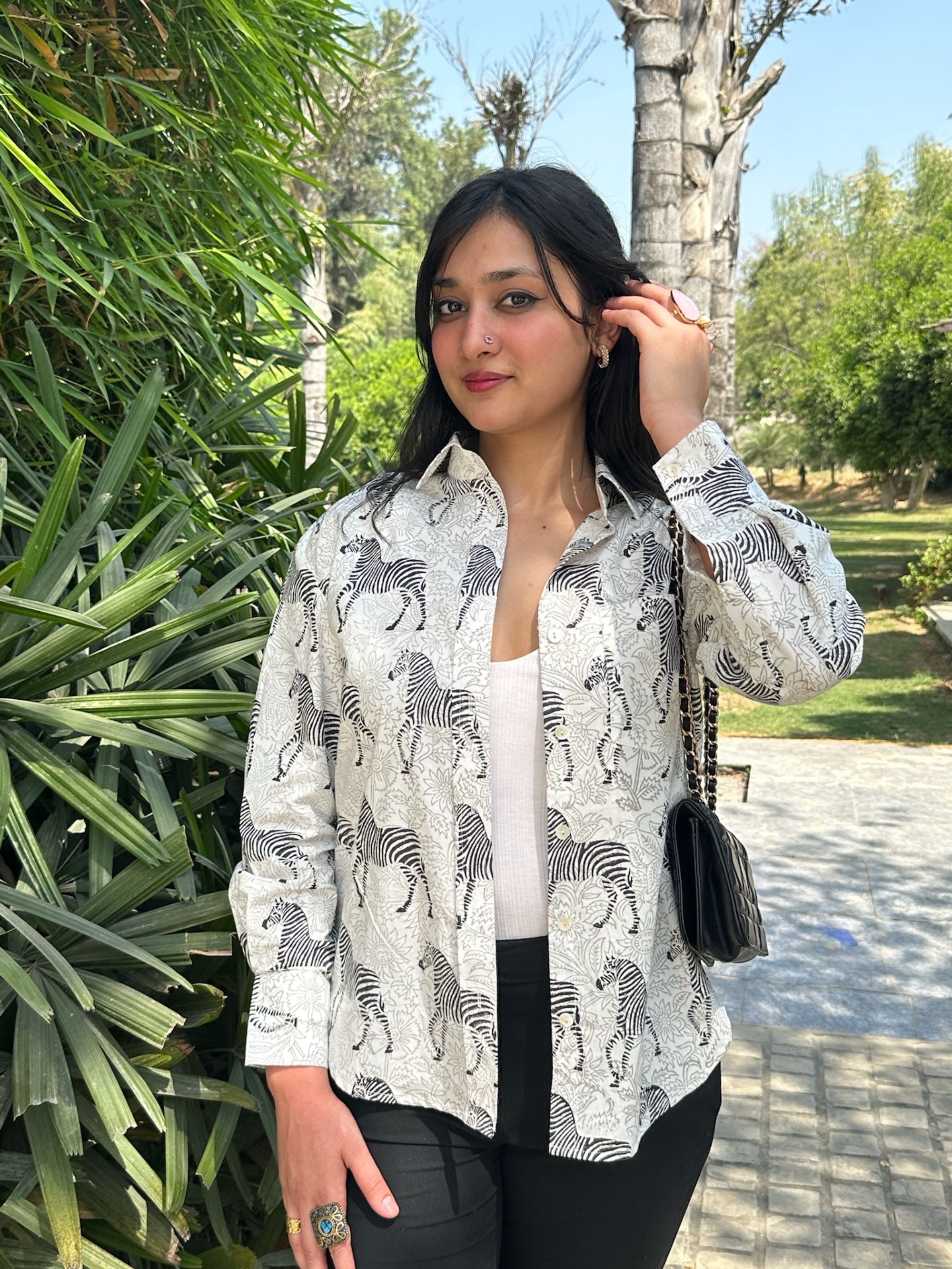 Zebra Striped Black Shirt