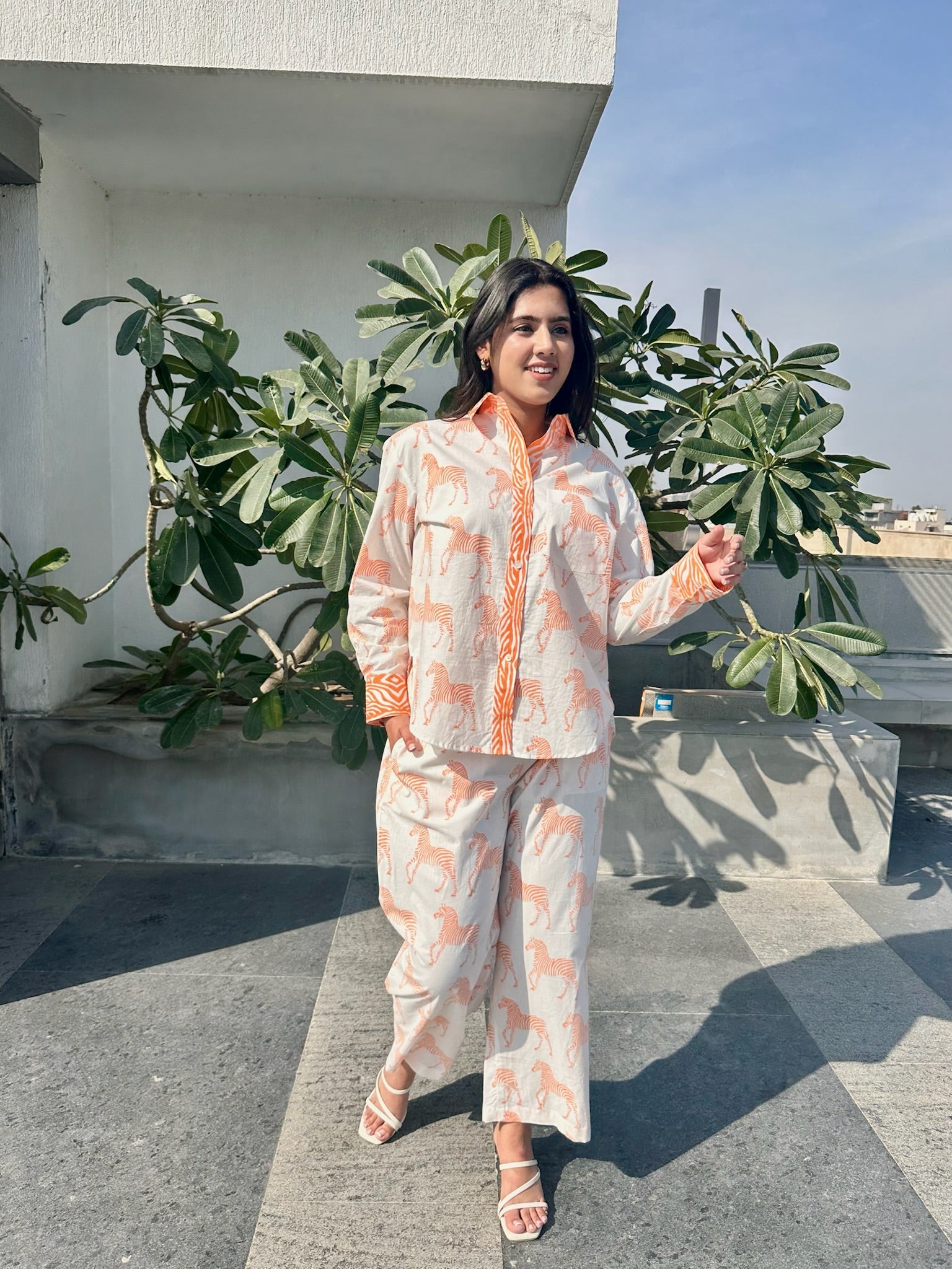 Zebra Striped Orange Co-ord Set