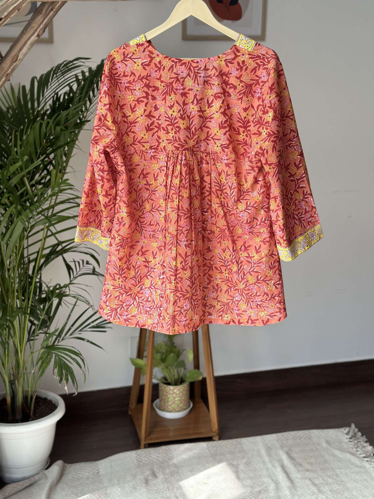 Cotton Printed Kurta Orange