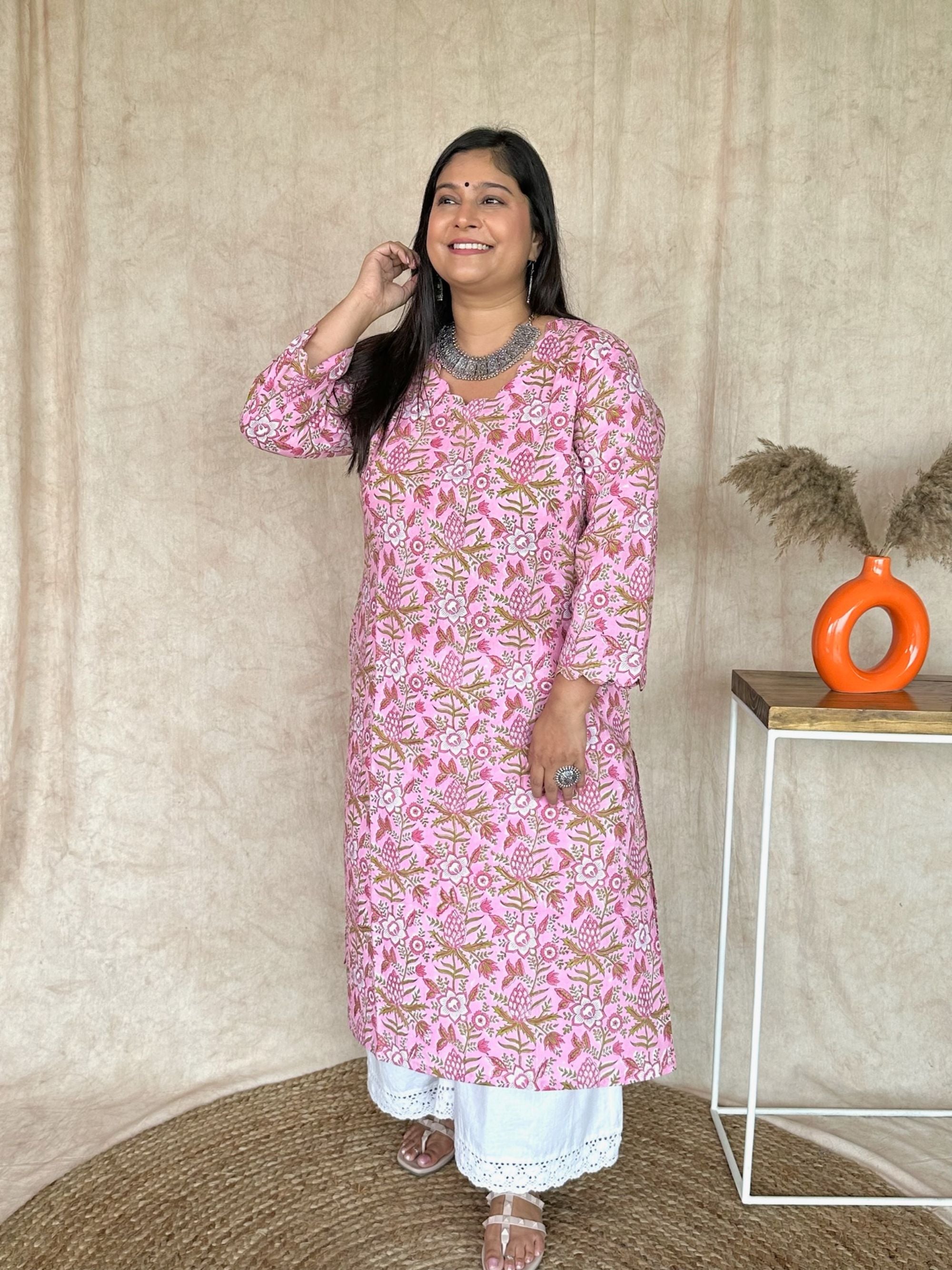 Cotton Candy Block Printed Long Kurta