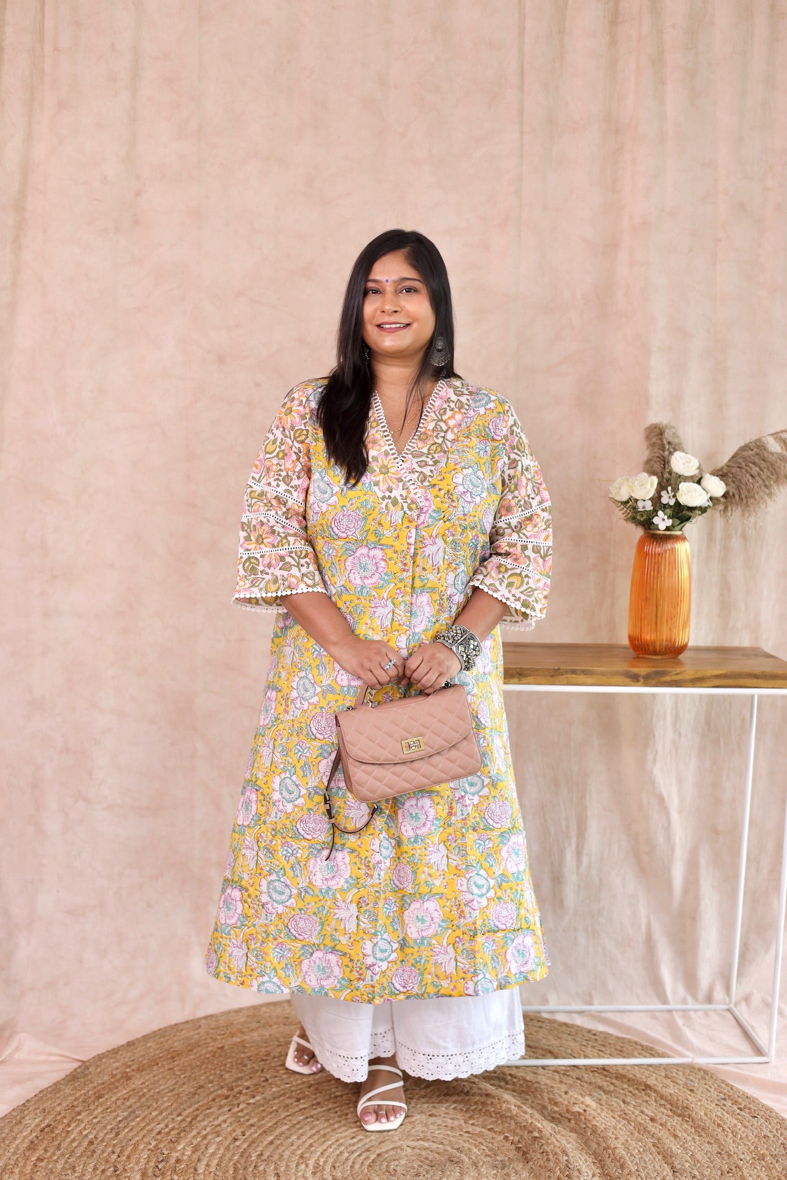 Lemon Yellow Front Pleat Kurta