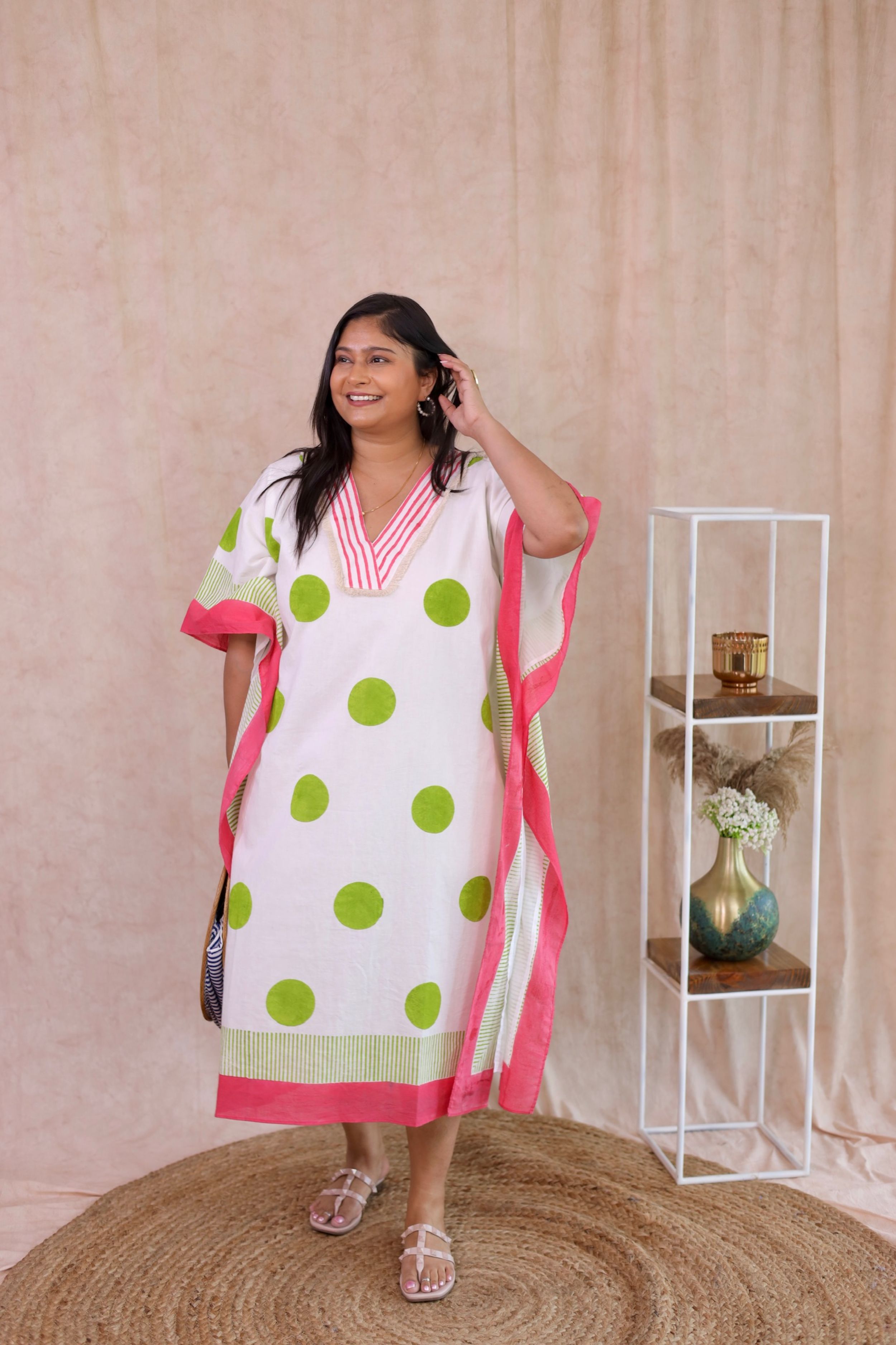 Lime Green Polka Dot Kaftan