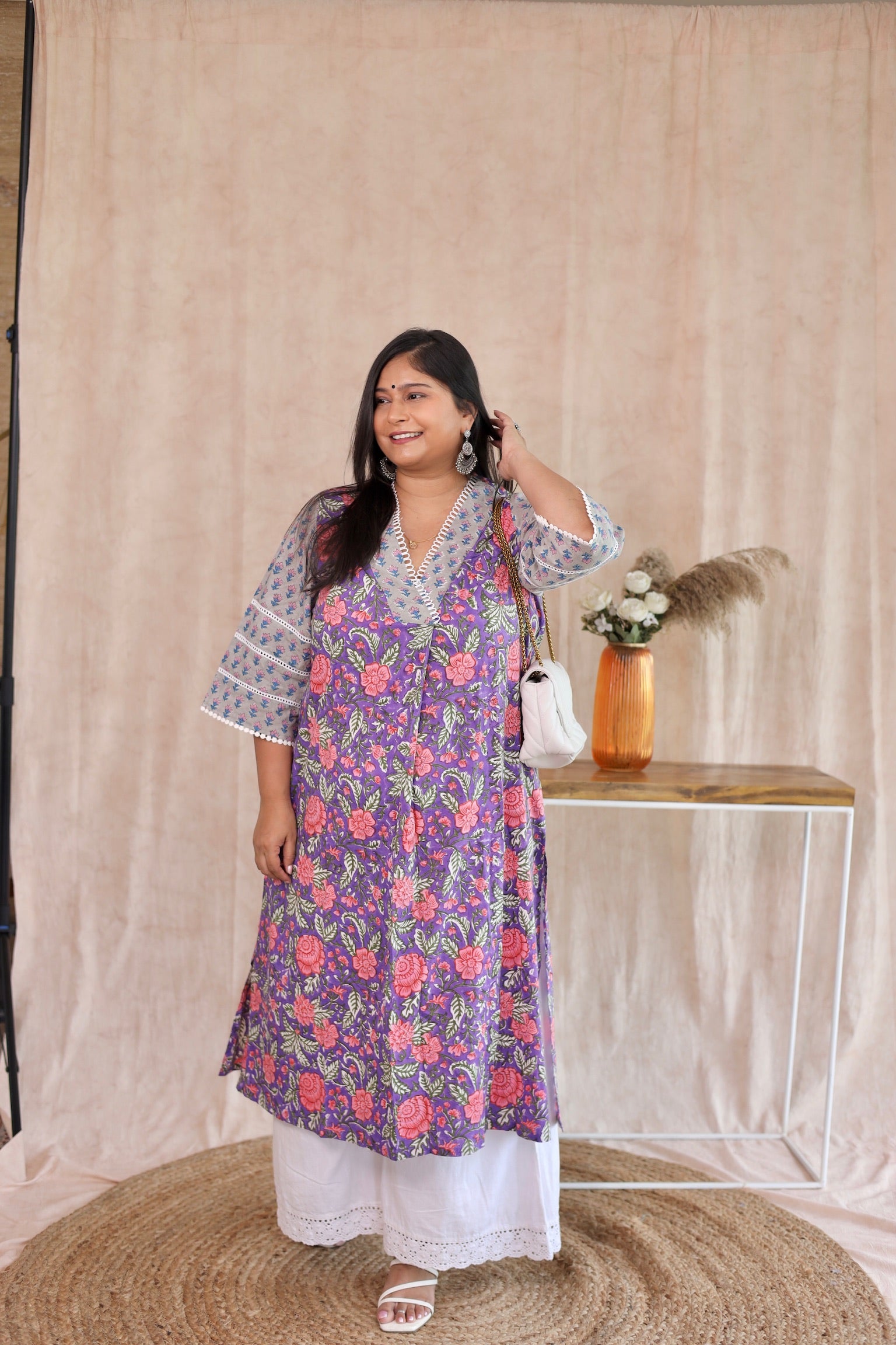 Plum Purple Front Pleat Kurta